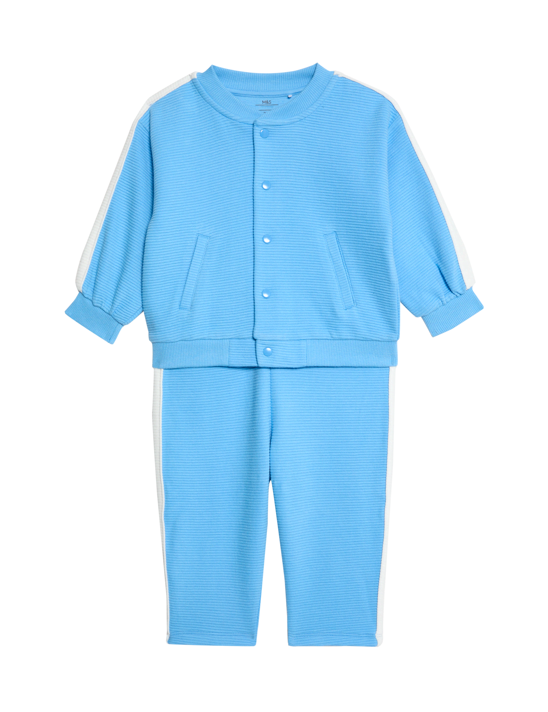 M&S Collection Boys 2pc Pure Cotton Outfit (0-3 Yrs) - 12-18 - Blue, Blue