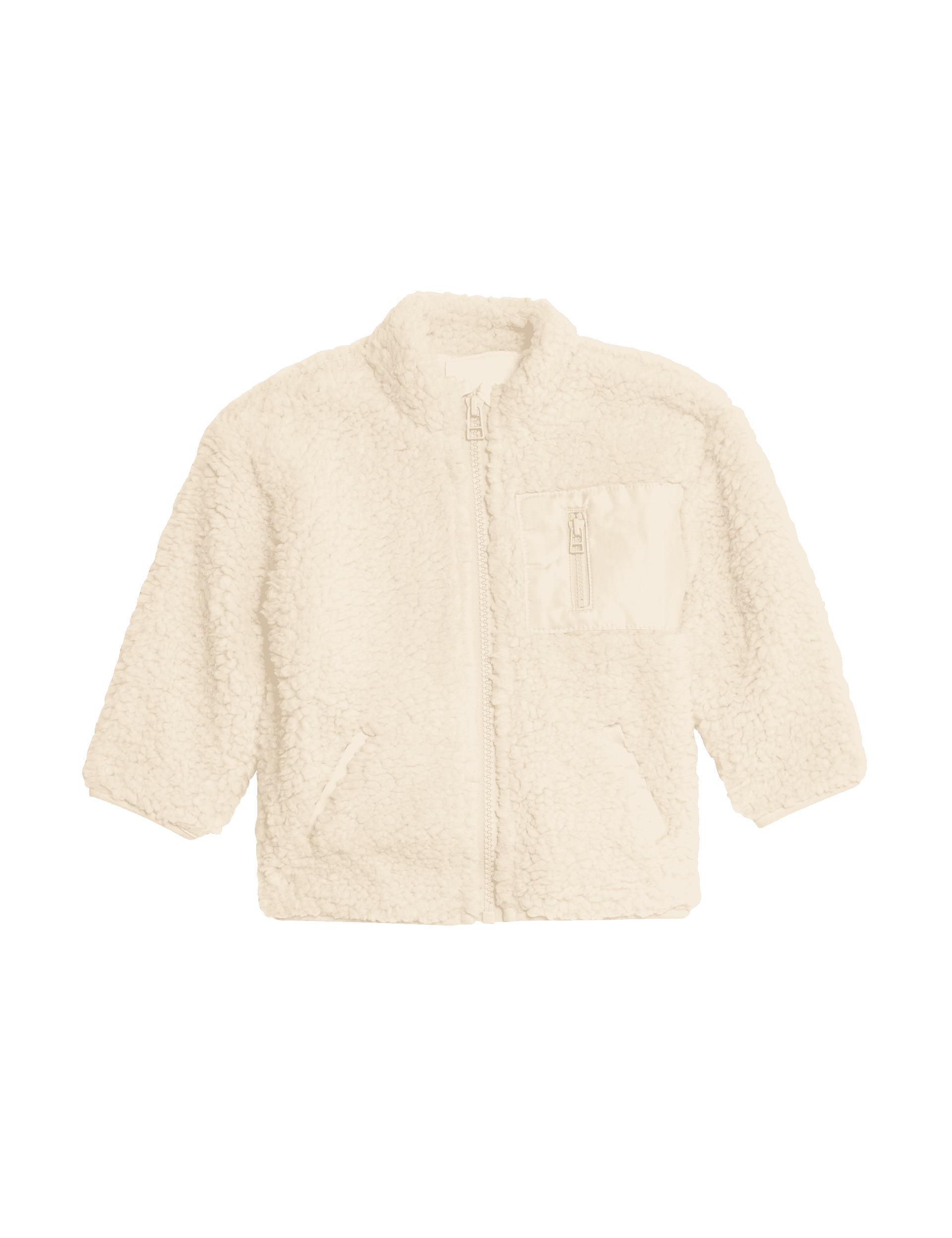 M&S Collection Boys Zip Borg Jacket (0-3 Yrs) - 12-18 - Cream, Cream