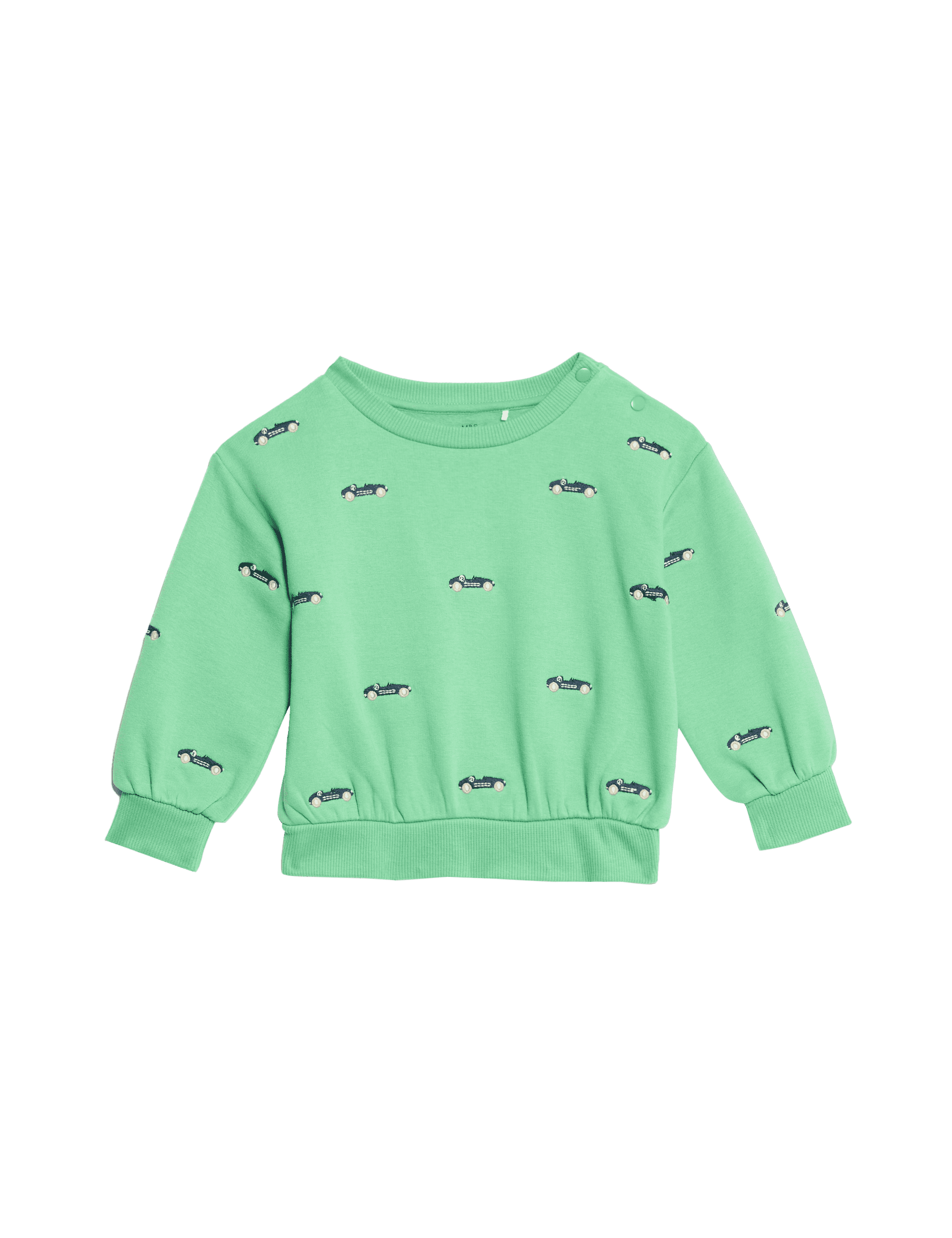 M&S Collection Boys Pure Cotton Embroidered Sweatshirt (0-3 Yrs) - 12-18 - Green, Green