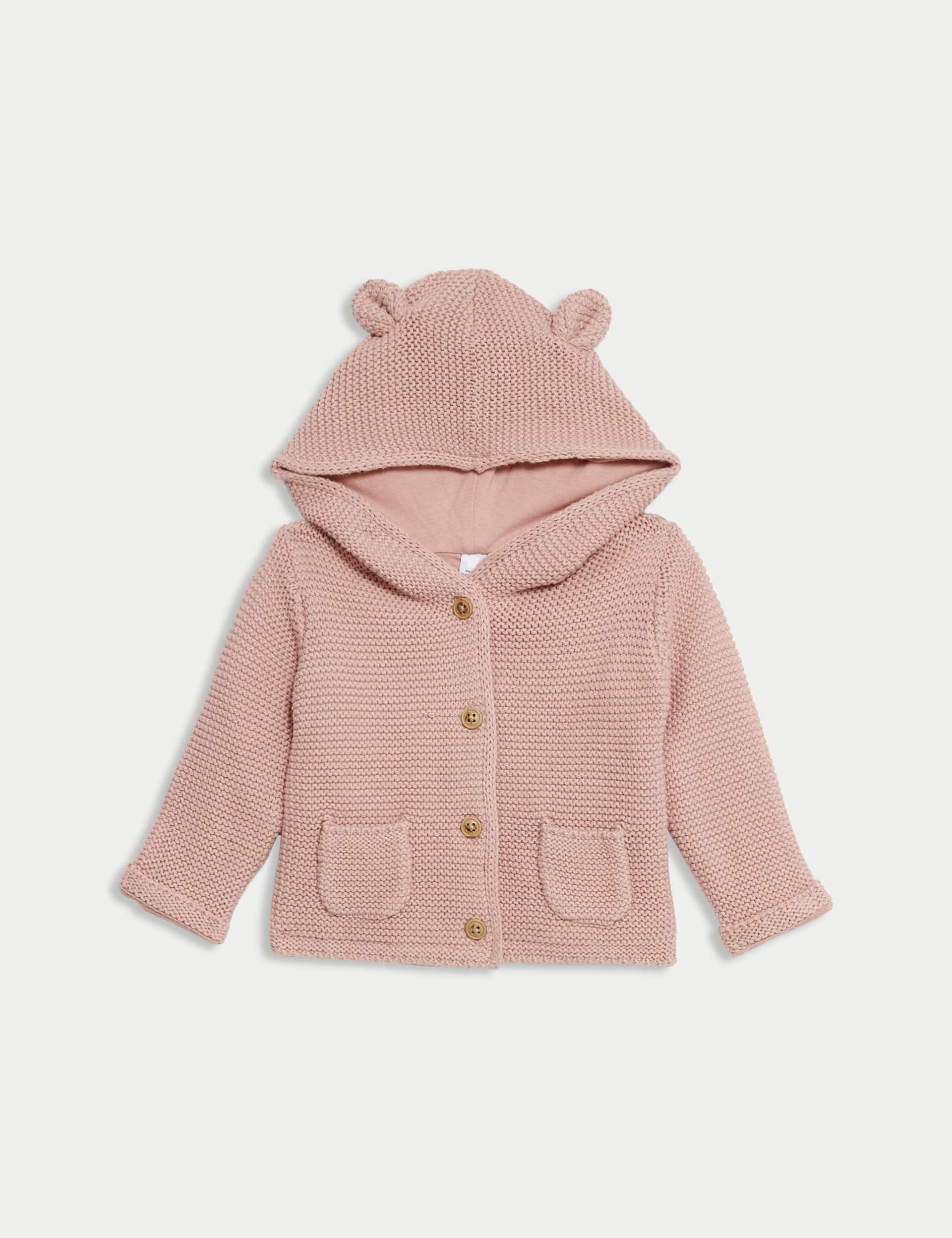 M&S Pure Cotton Hooded Cardigan (7lbs-3 Yrs)