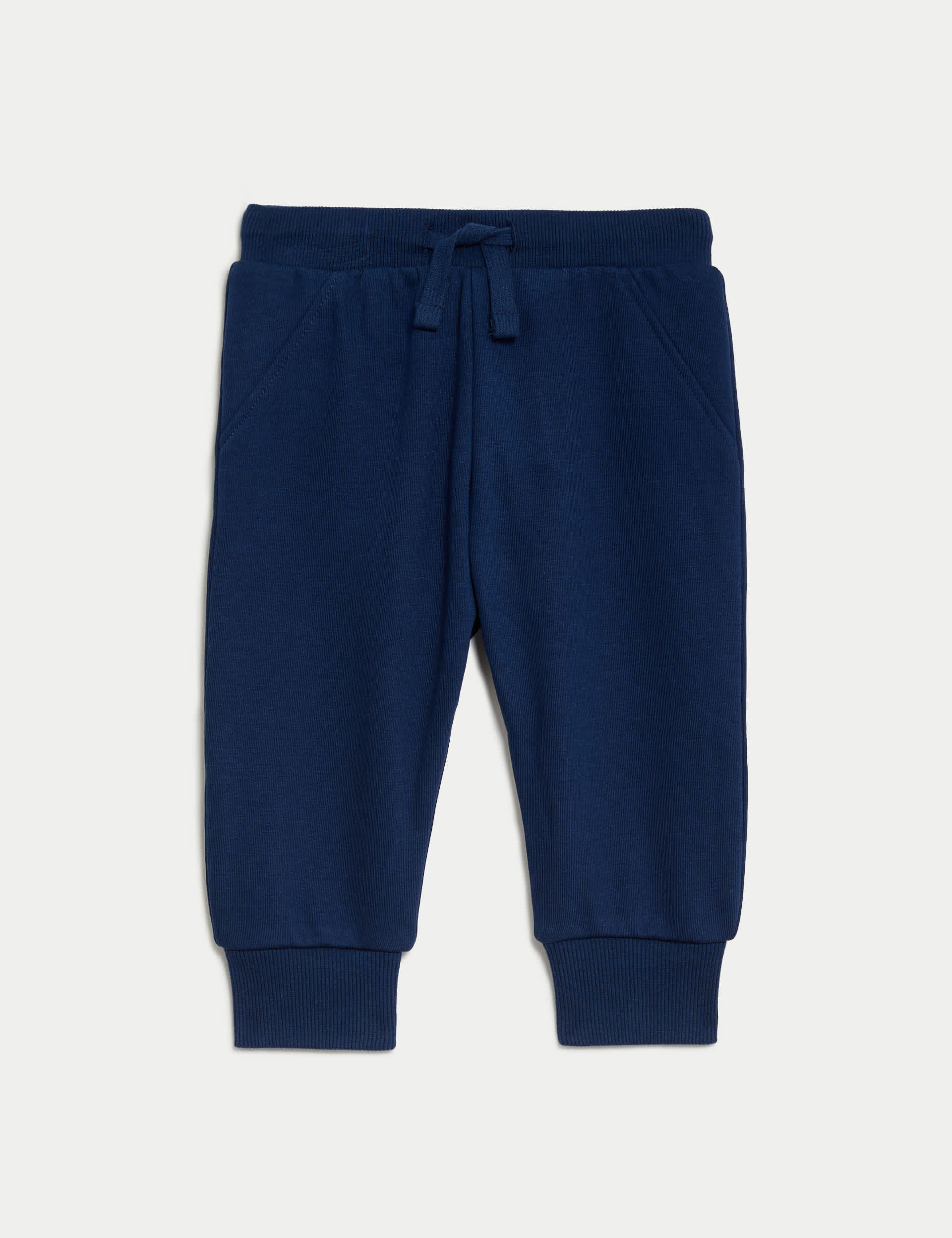 M&S Boys Cotton Rich Plain Joggers (0-3 Yrs) - 12-18 - Navy, Grey Marl,Navy