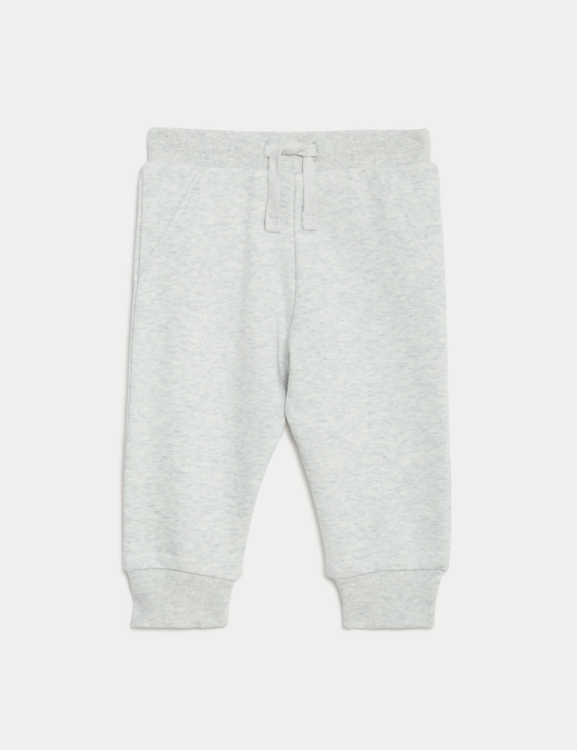 M&S Boys Cotton Rich Plain Joggers (0-3 Yrs) - 18-24 - Grey Marl, Grey Marl,Navy