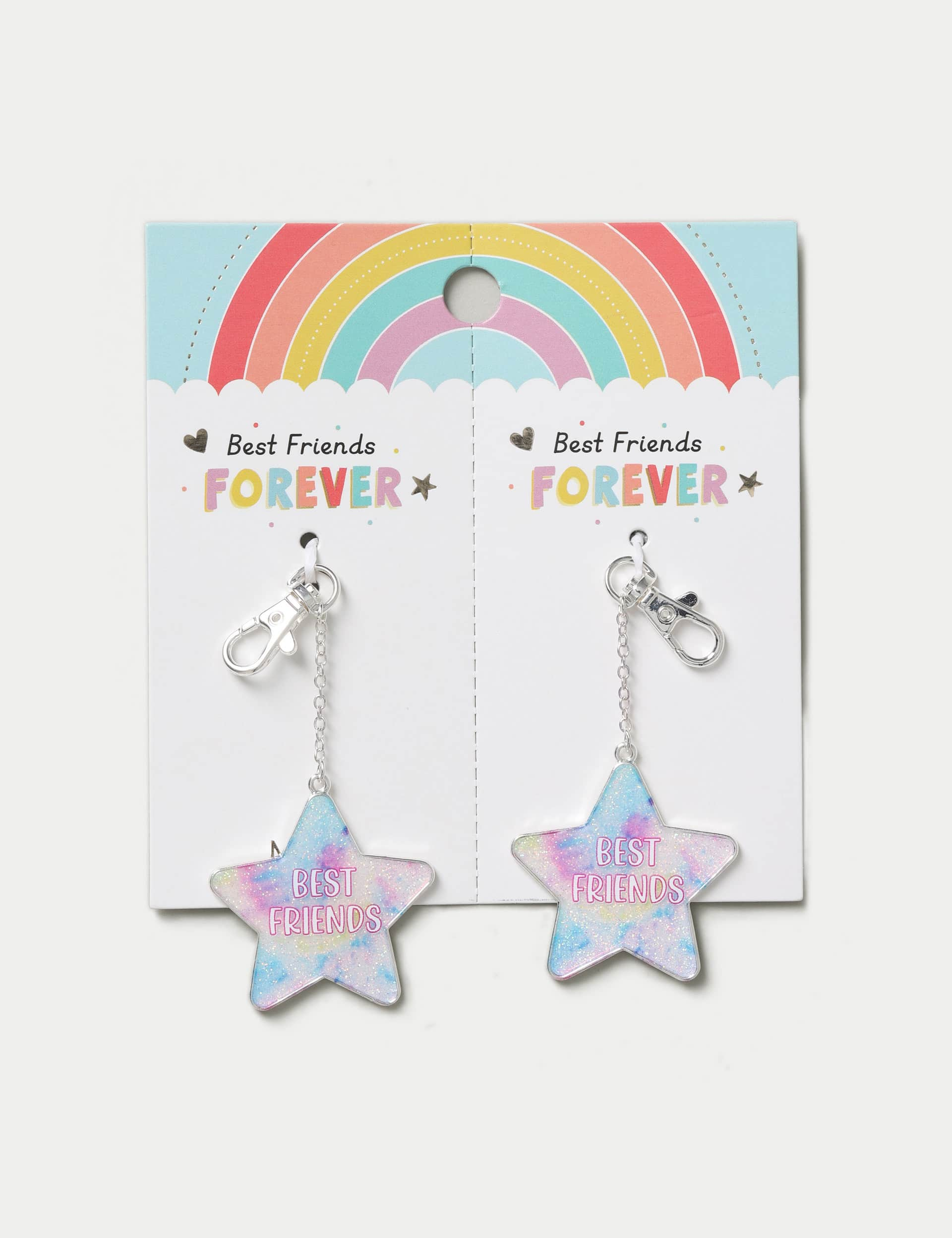 M&S Girls 2 Pack BFF Star Ombre Keyring - Multi, Multi