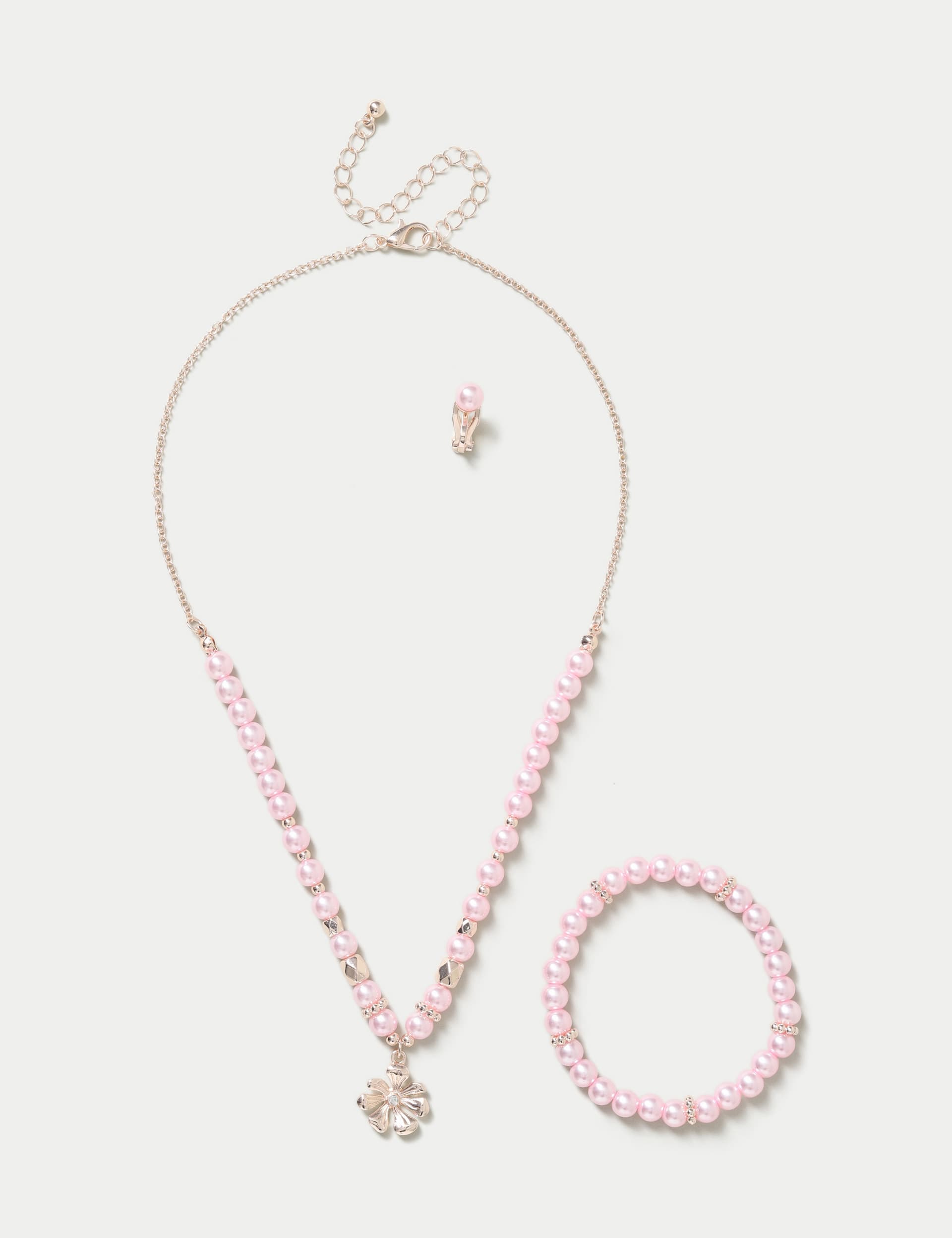 M&S Girls Daisy Pink Necklace and Bracelet Set  Pink