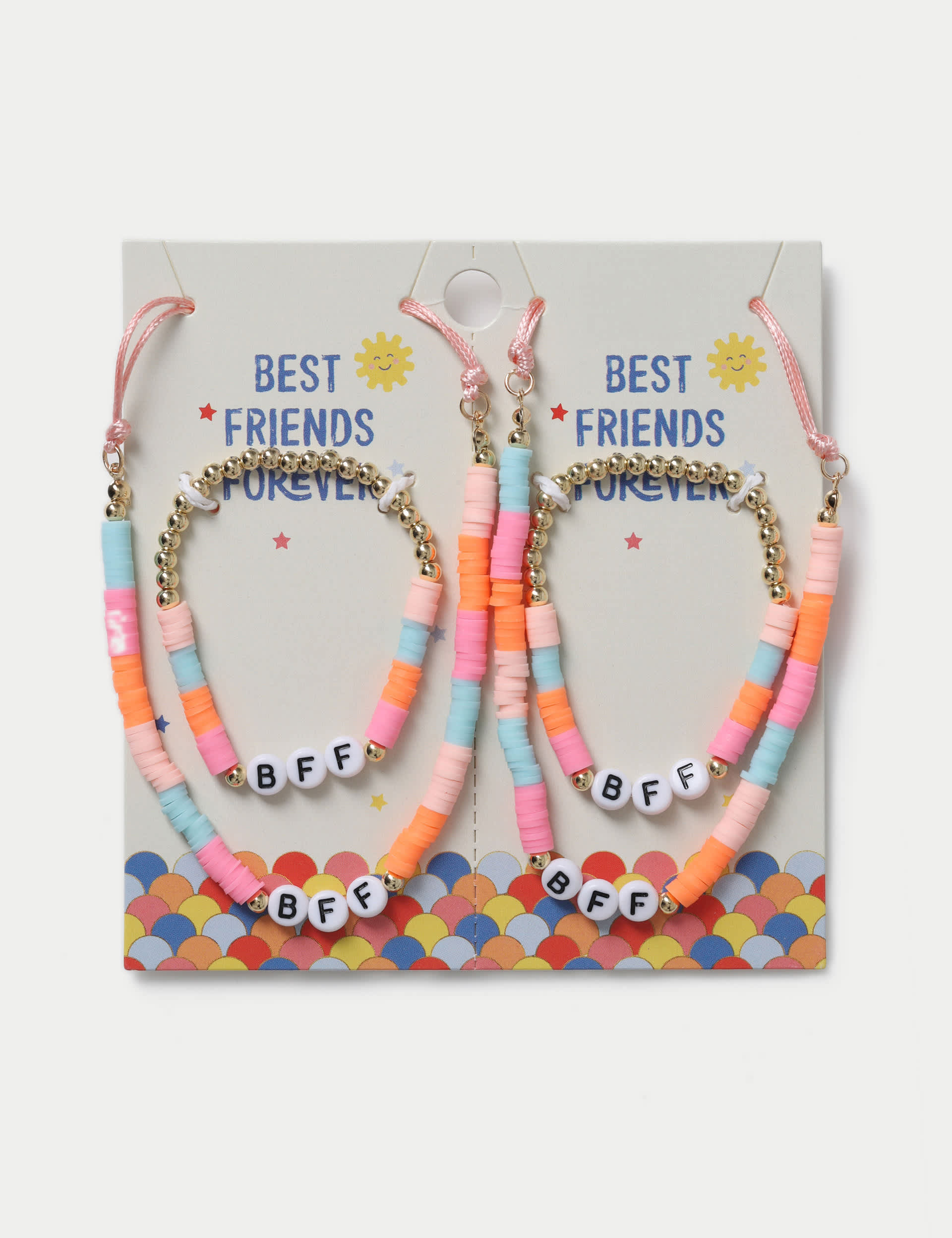 M&S Girls 2 Pack Multi Coloured BFF Necklace and Bracelet Set, Multi