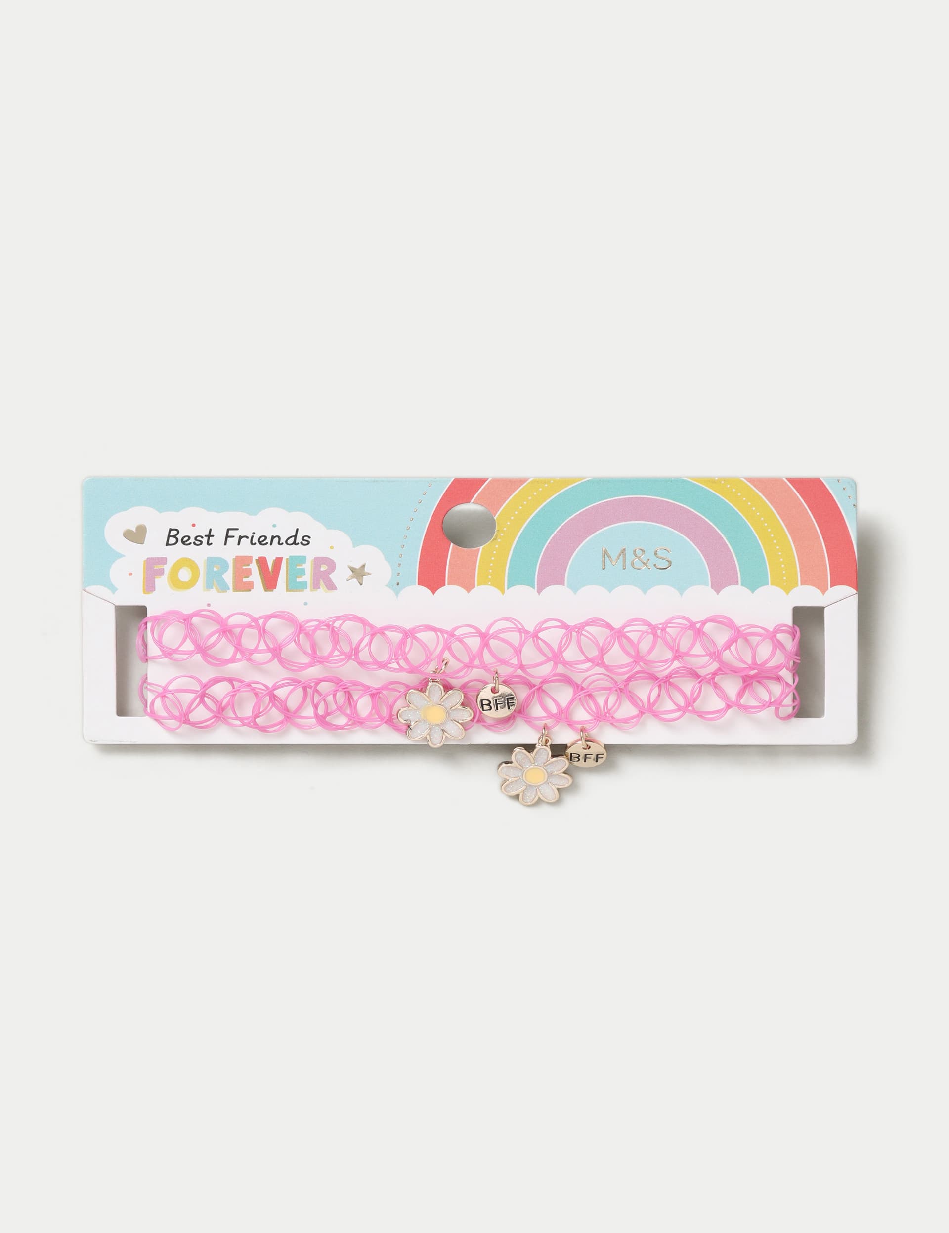 M&S Girls 2 Pack BFF Daisy Chokers - Pink, Pink