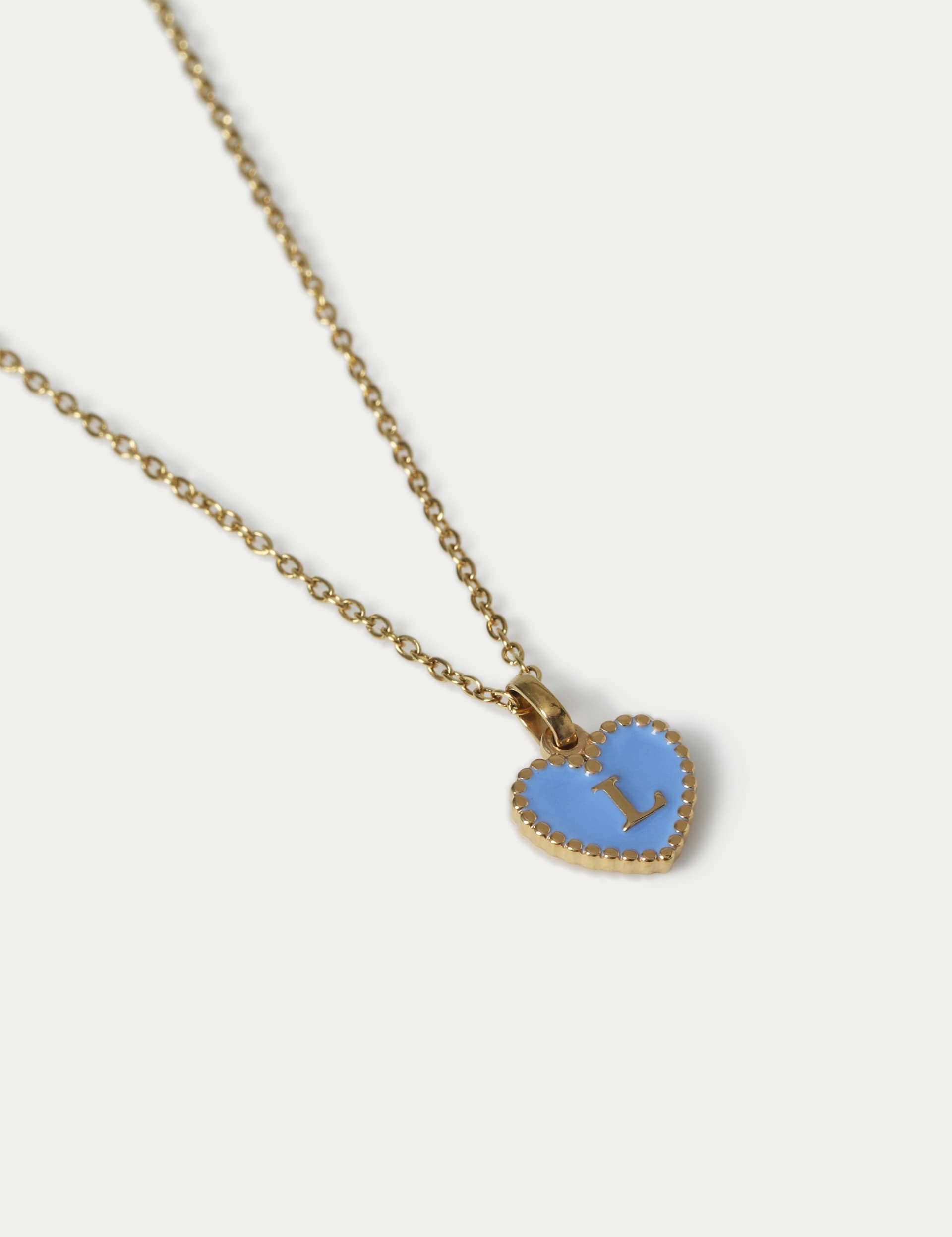 M&S Collection Girls 14ct Gold Plated Initial Heart Necklace - Blue, Blue