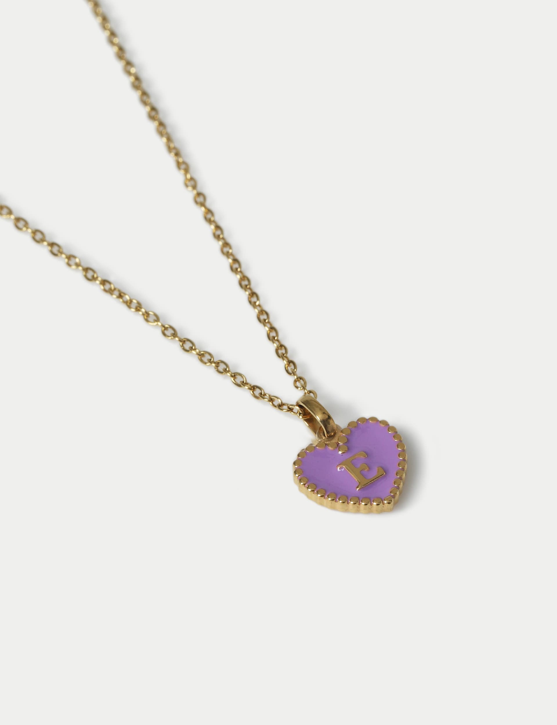 M&S Collection Girls 14ct Gold Plated Initial Heart Necklace - Purple, Purple