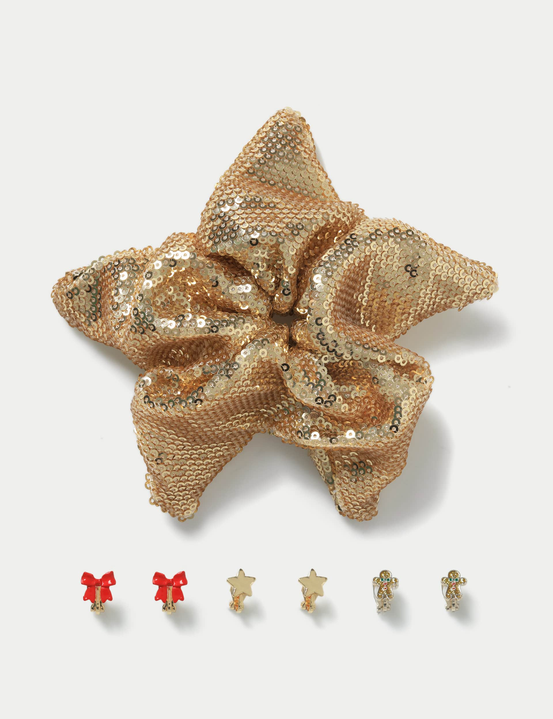 M&S Christmas Star Sequin Scrunchie and Earrings - Multi, Multi