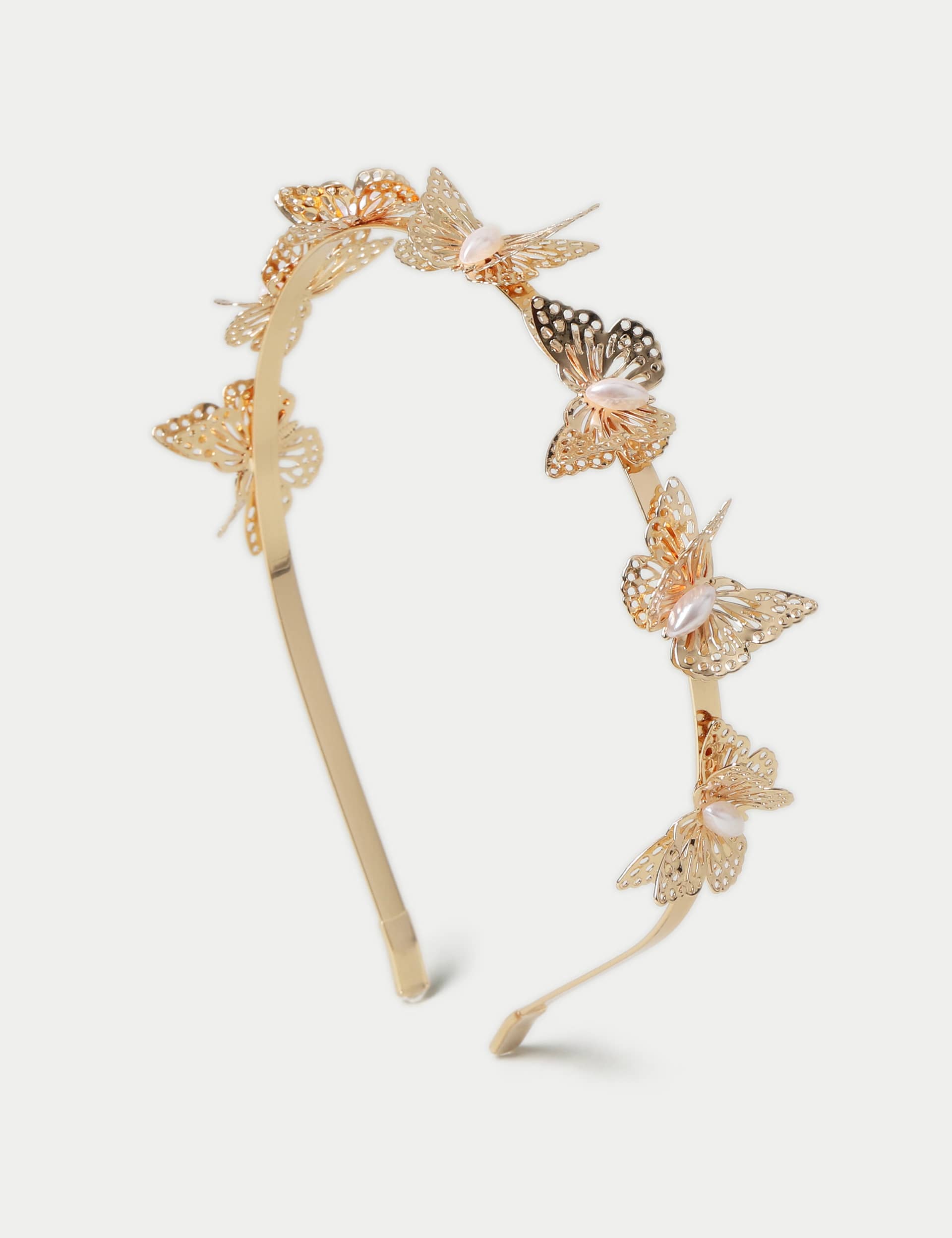 M&S Girls Gold Butterfly Headband, Gold