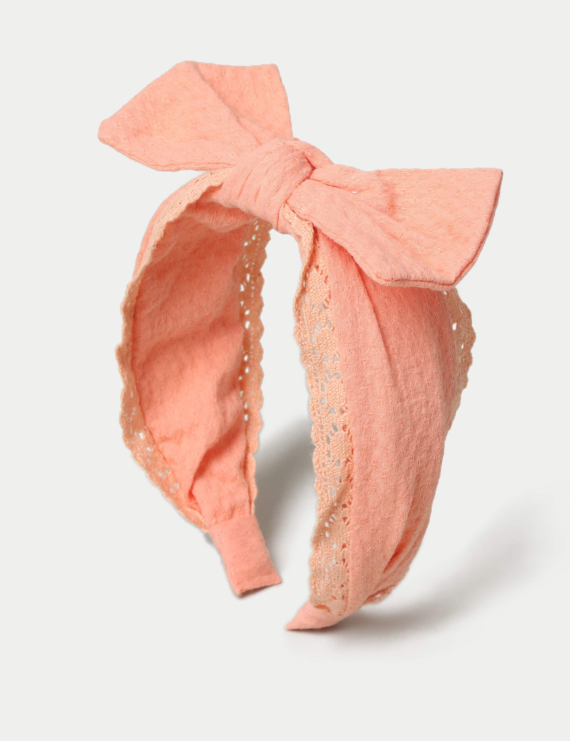 M&S Girls Orange Bow Headband, Orange