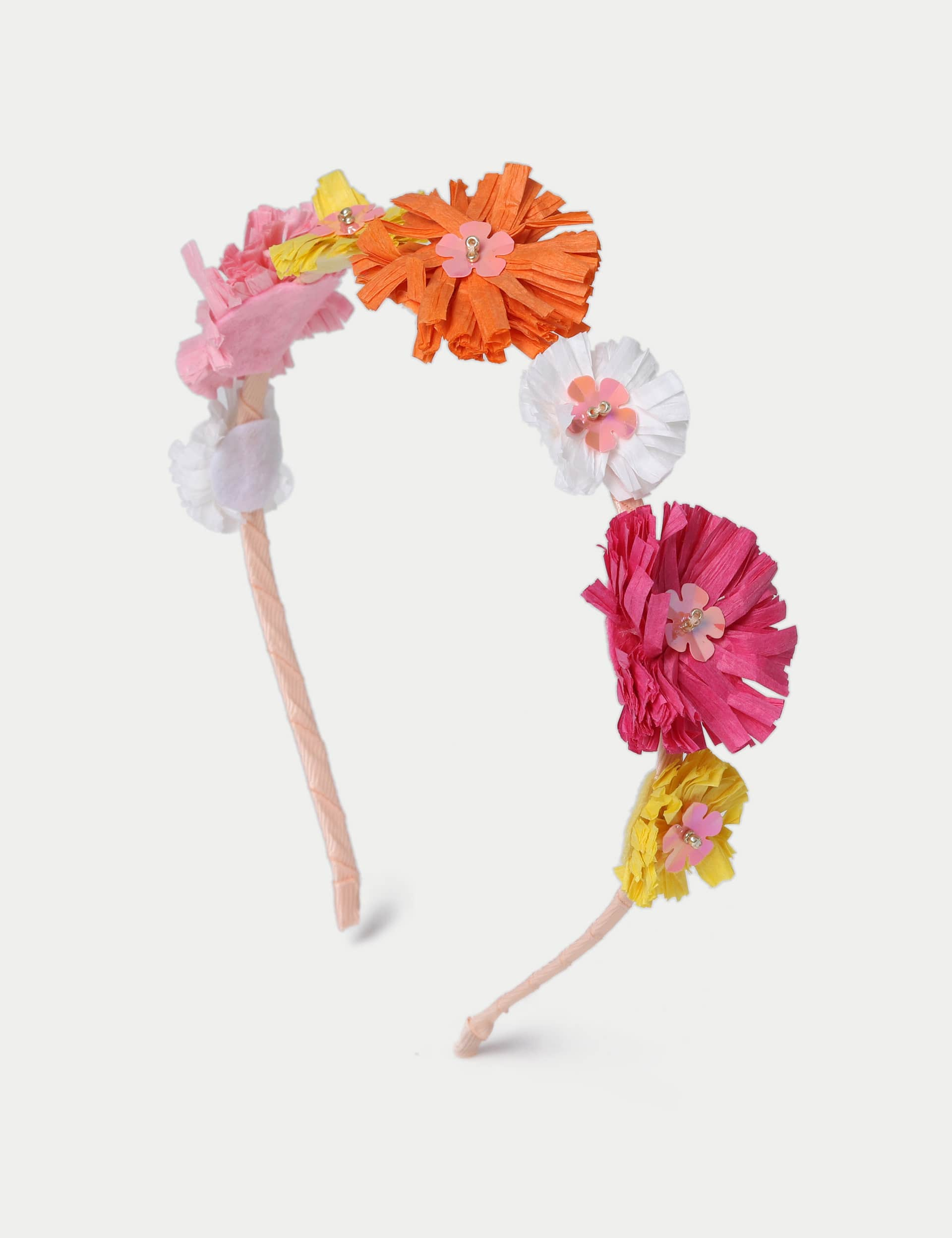 M&S Girls Flower Raffia Headband - Multi, Multi