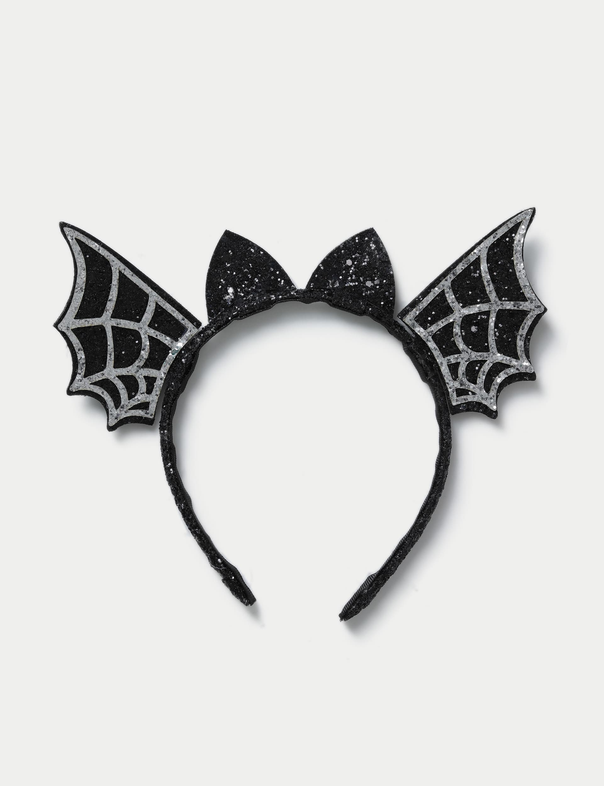 M&S Girls Halloween Bat Wing Glitter Headband - Black, Black