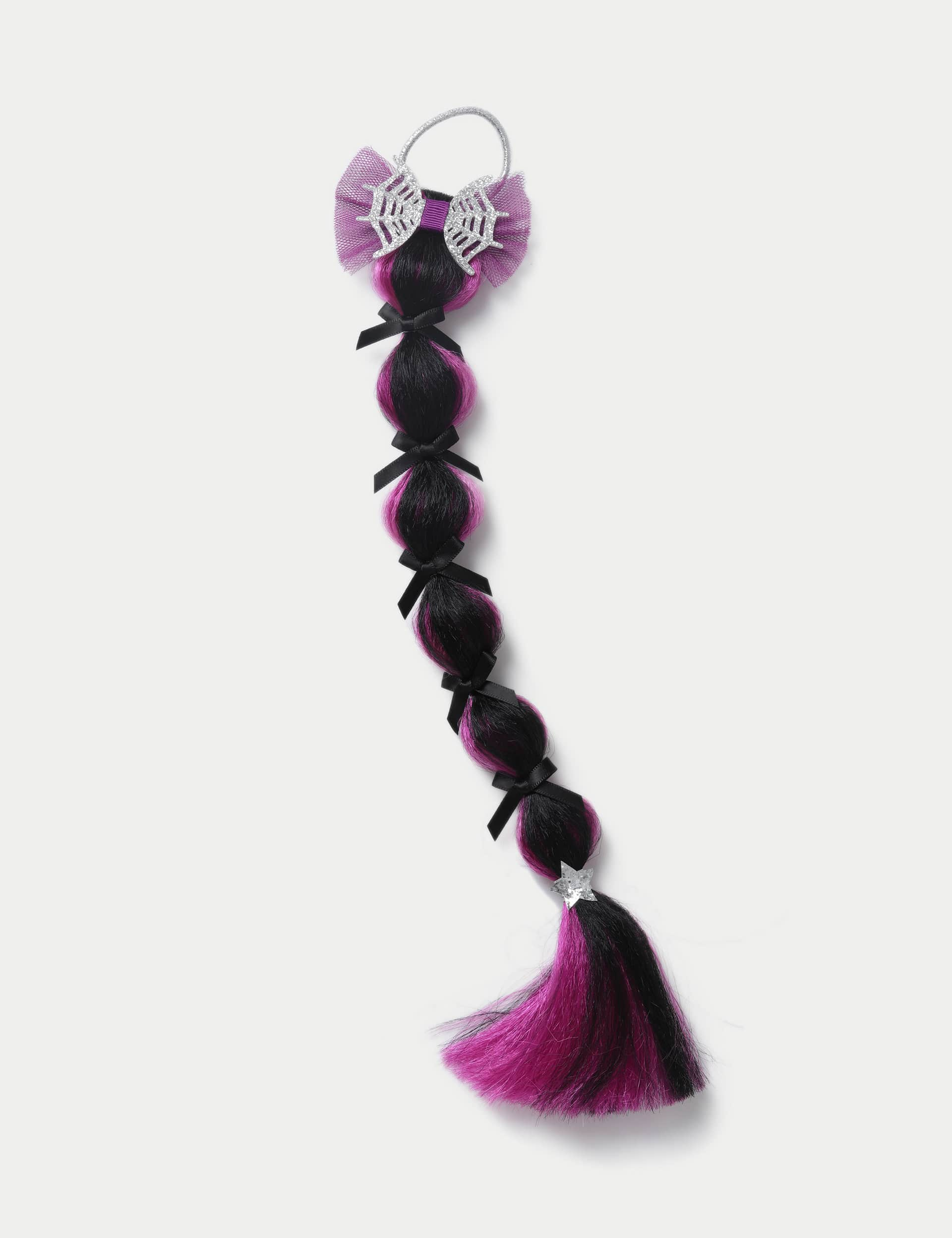 M&S Girls Halloween Bow Fake Hair Ponio - Purple, Purple