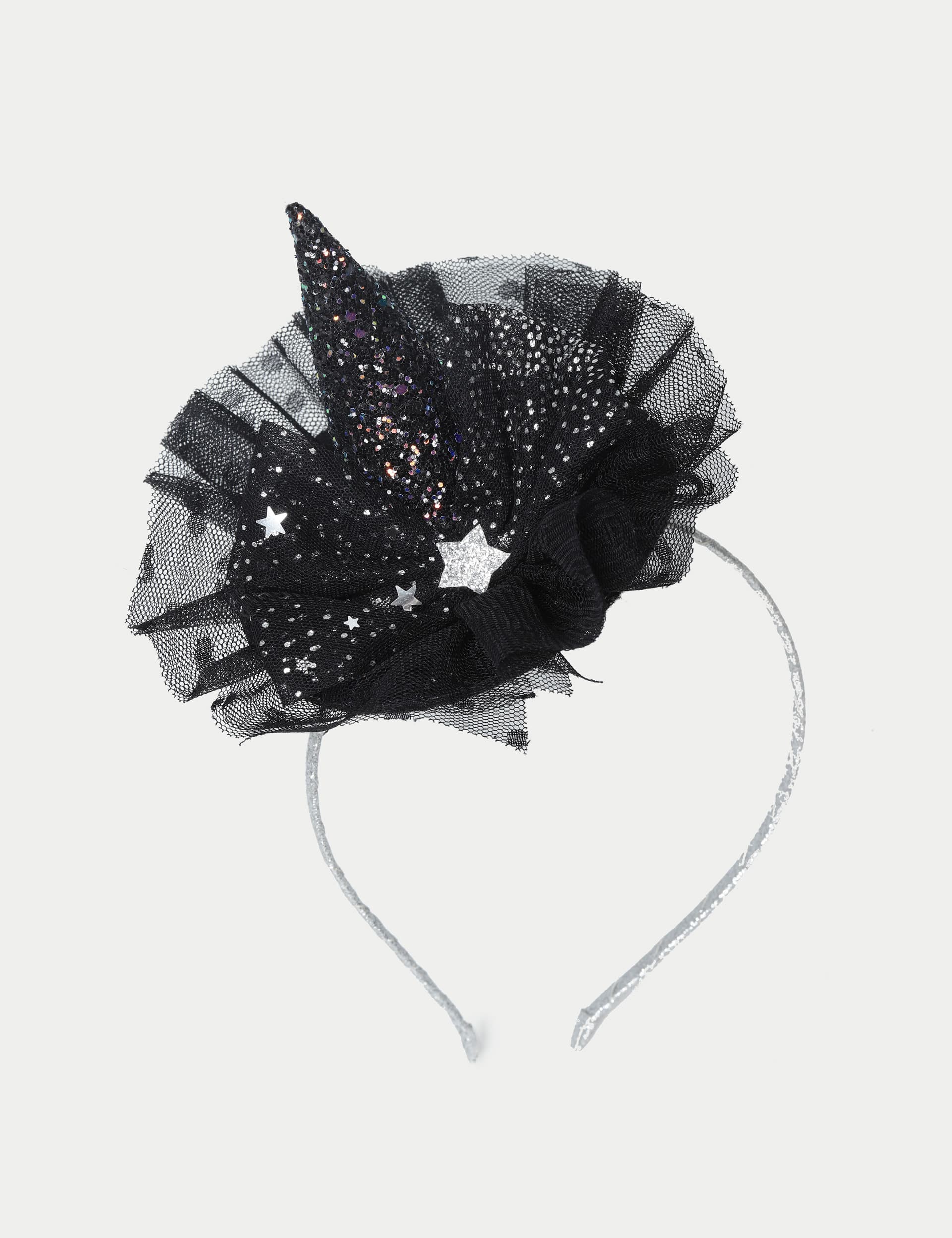 M&S Girls Halloween Tulle Witches Headband - Black, Black