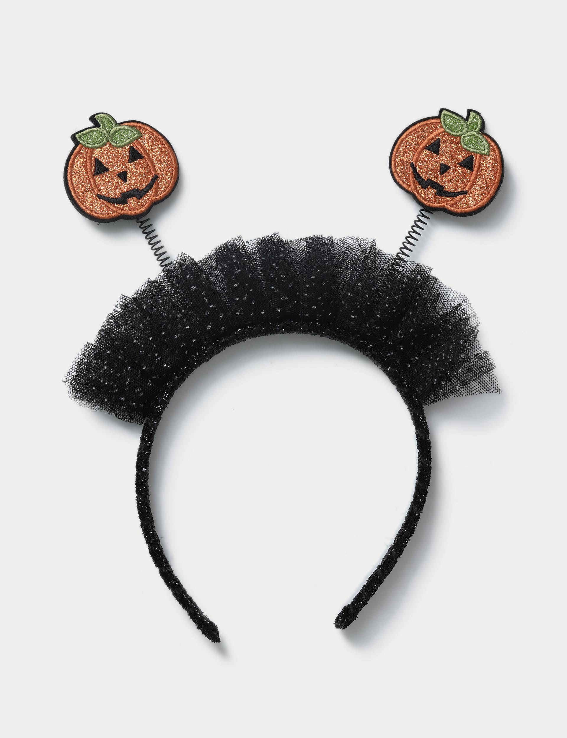 M&S Girls Halloween Tulle Pumpkin Headband - Black, Black