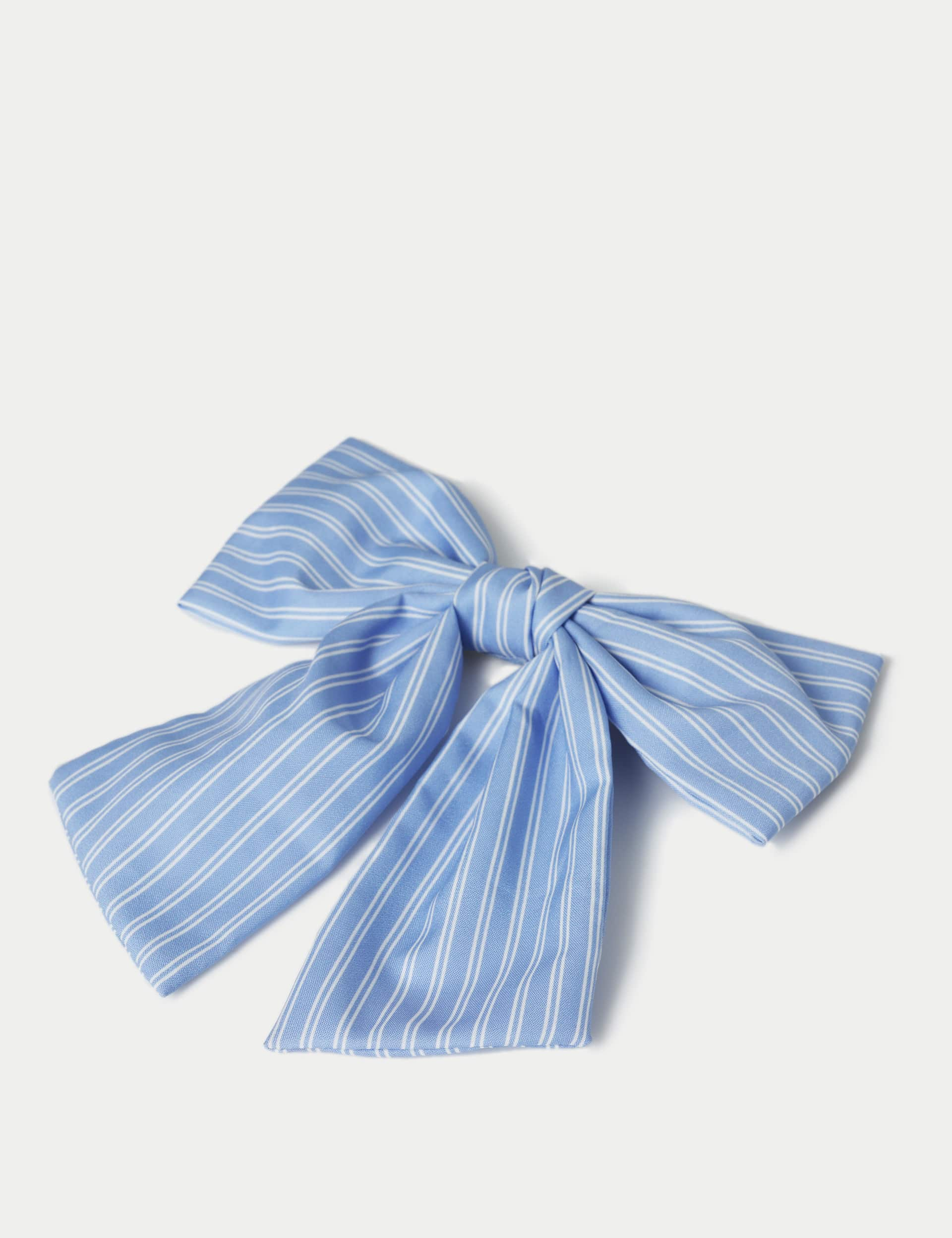 M&S Collection Stripe Bow - Blue, Blue