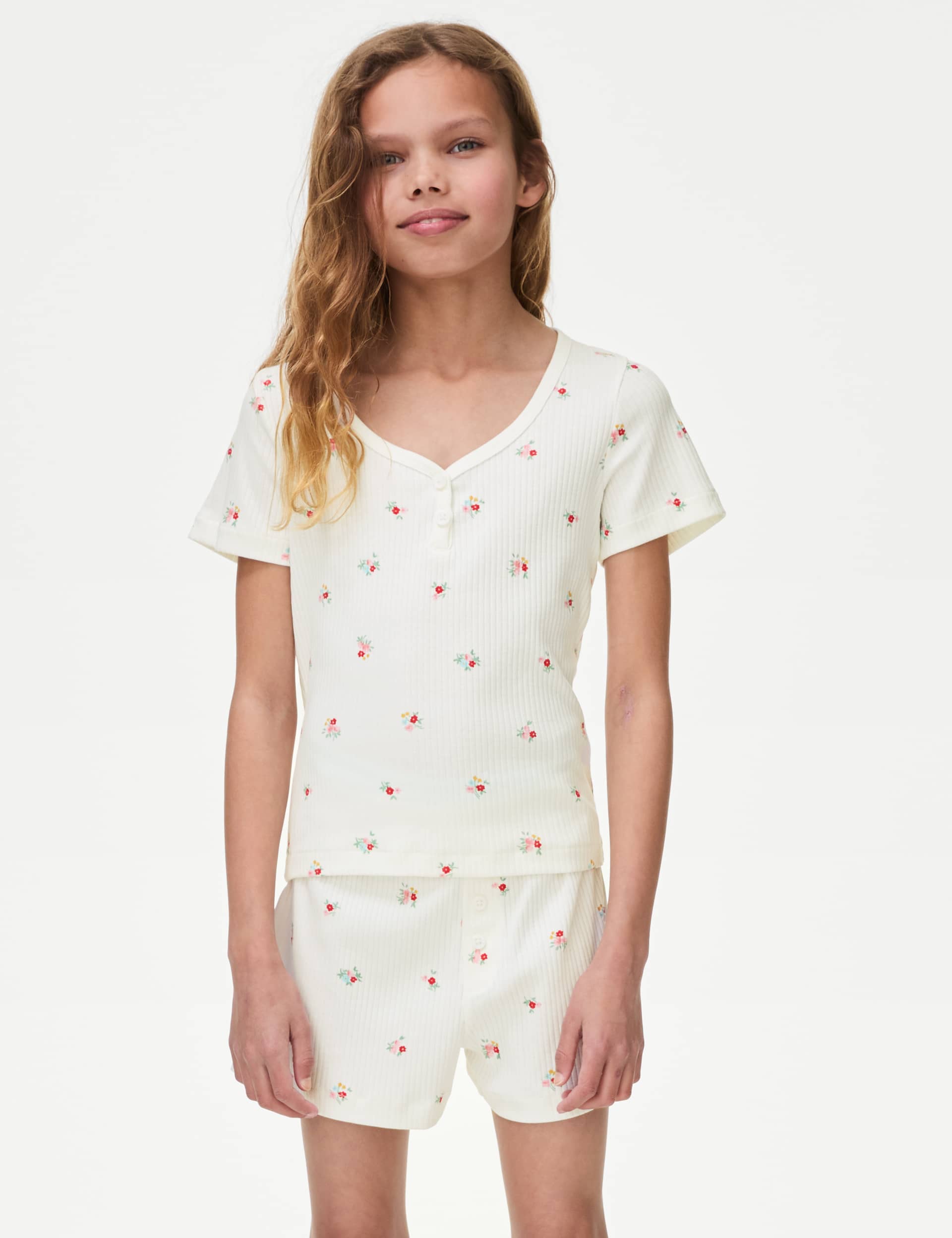 M&S Girls Pure Cotton Floral Pyjamas (6-16 Yrs)
