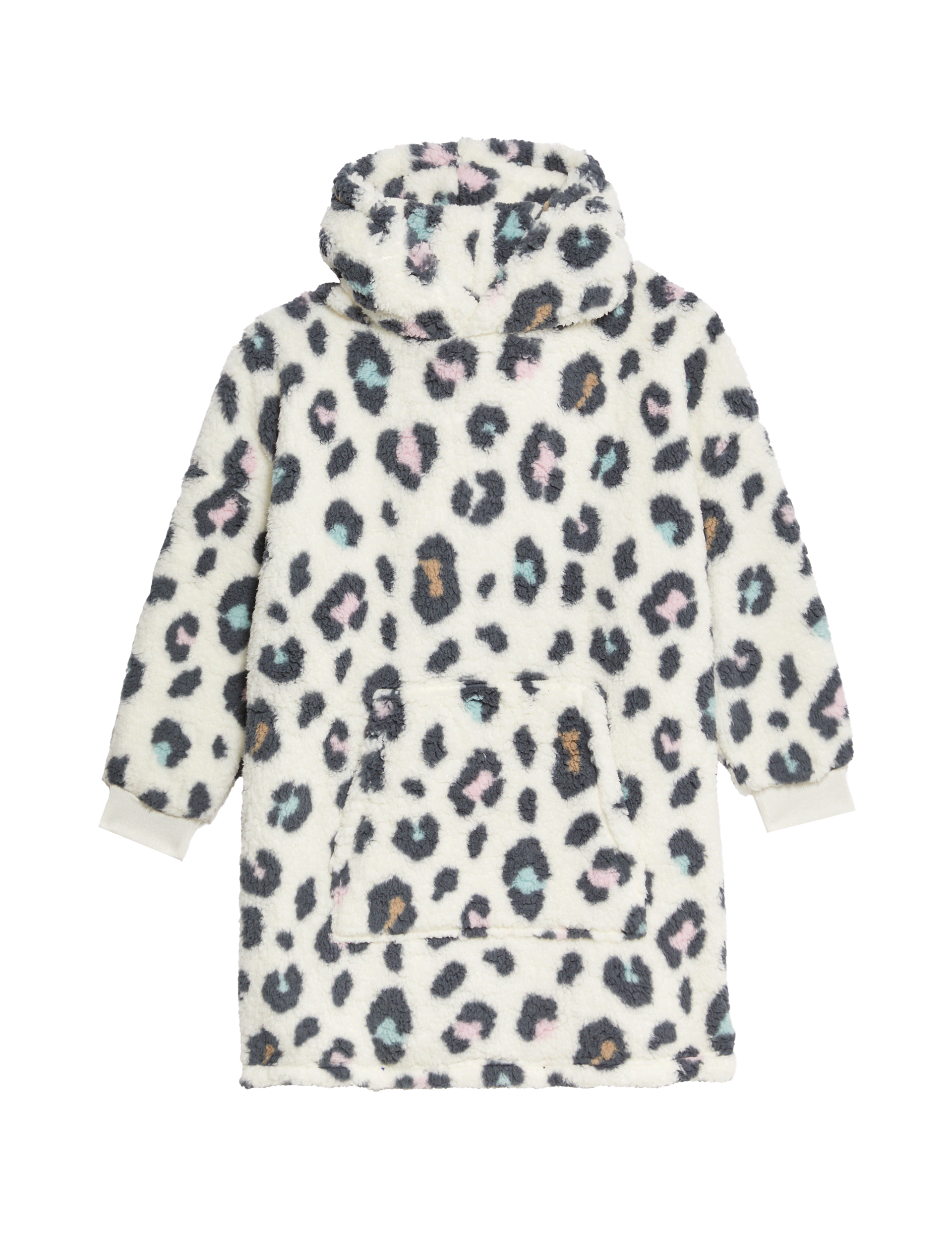 M&S Collection Girls Leopard Print Borg Oversized Hoodie (3-16 Yrs) - 5-6 Y - Neutral, Neutral