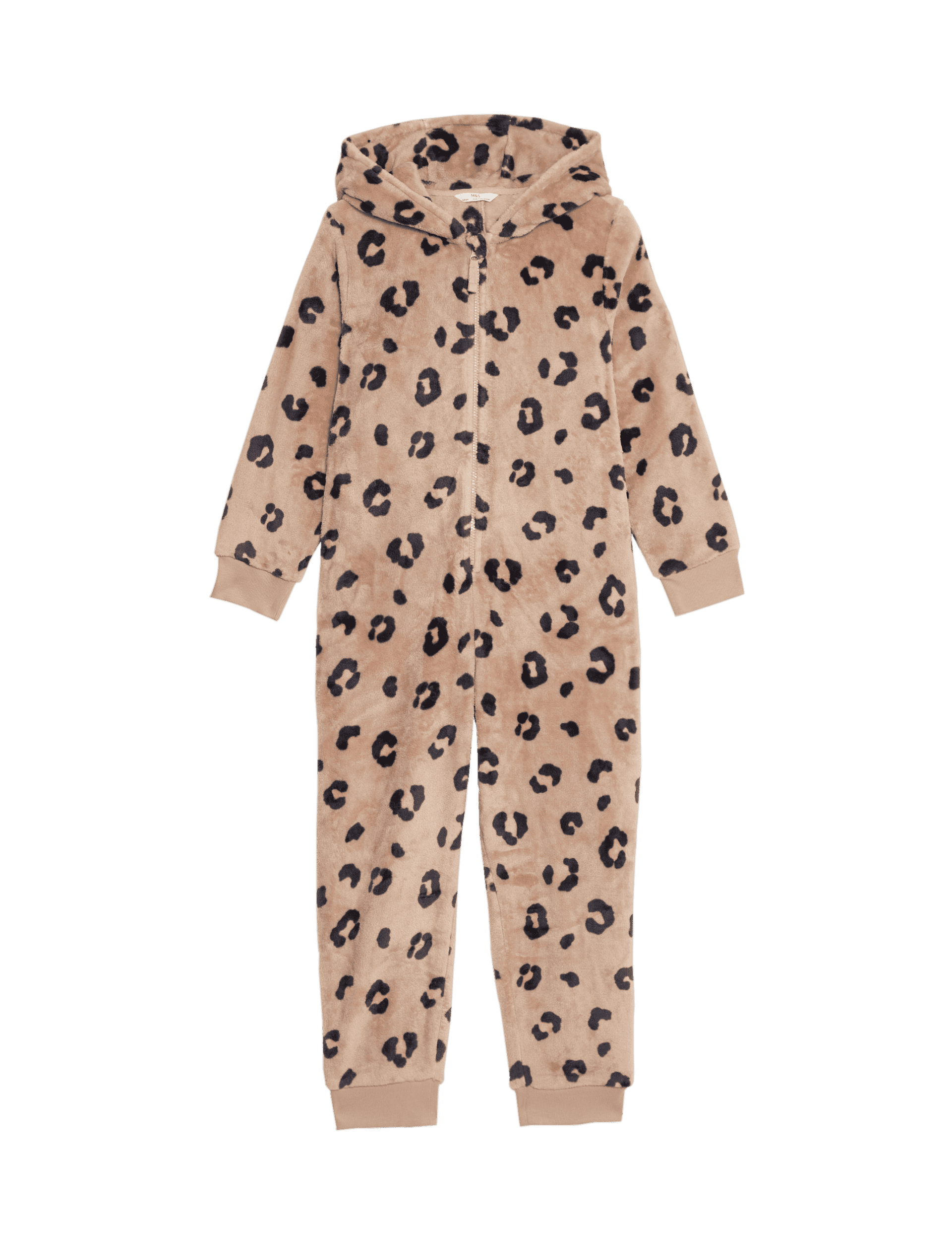 M&S Collection Girls Leopard Fleece Hooded Onesie (6-16 Yrs) - 11-12 - Multi, Multi