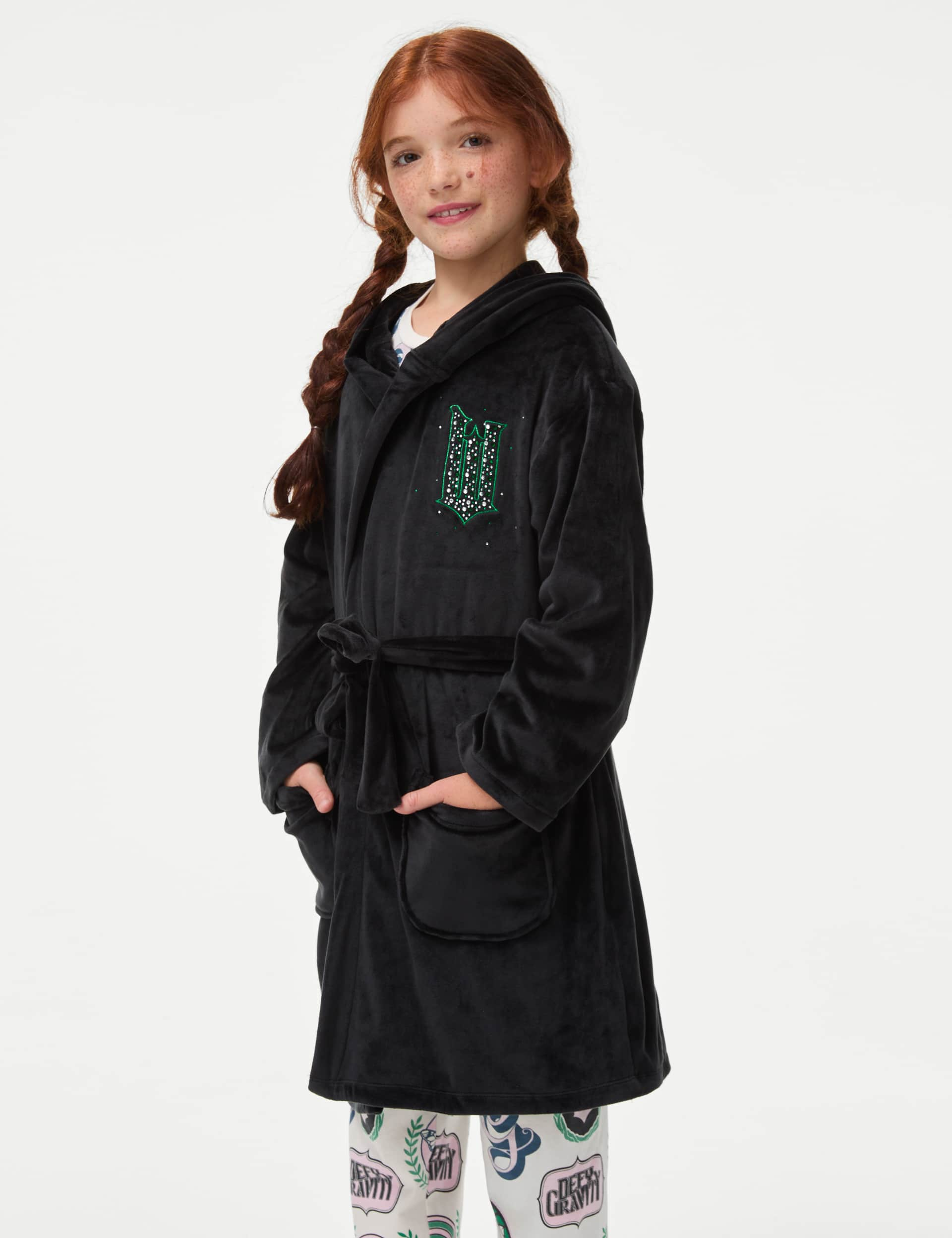 M&S Girls Wicked Elphaba Velour Dressing Gown (6-16 Yrs) - 10-11 - Black, Black