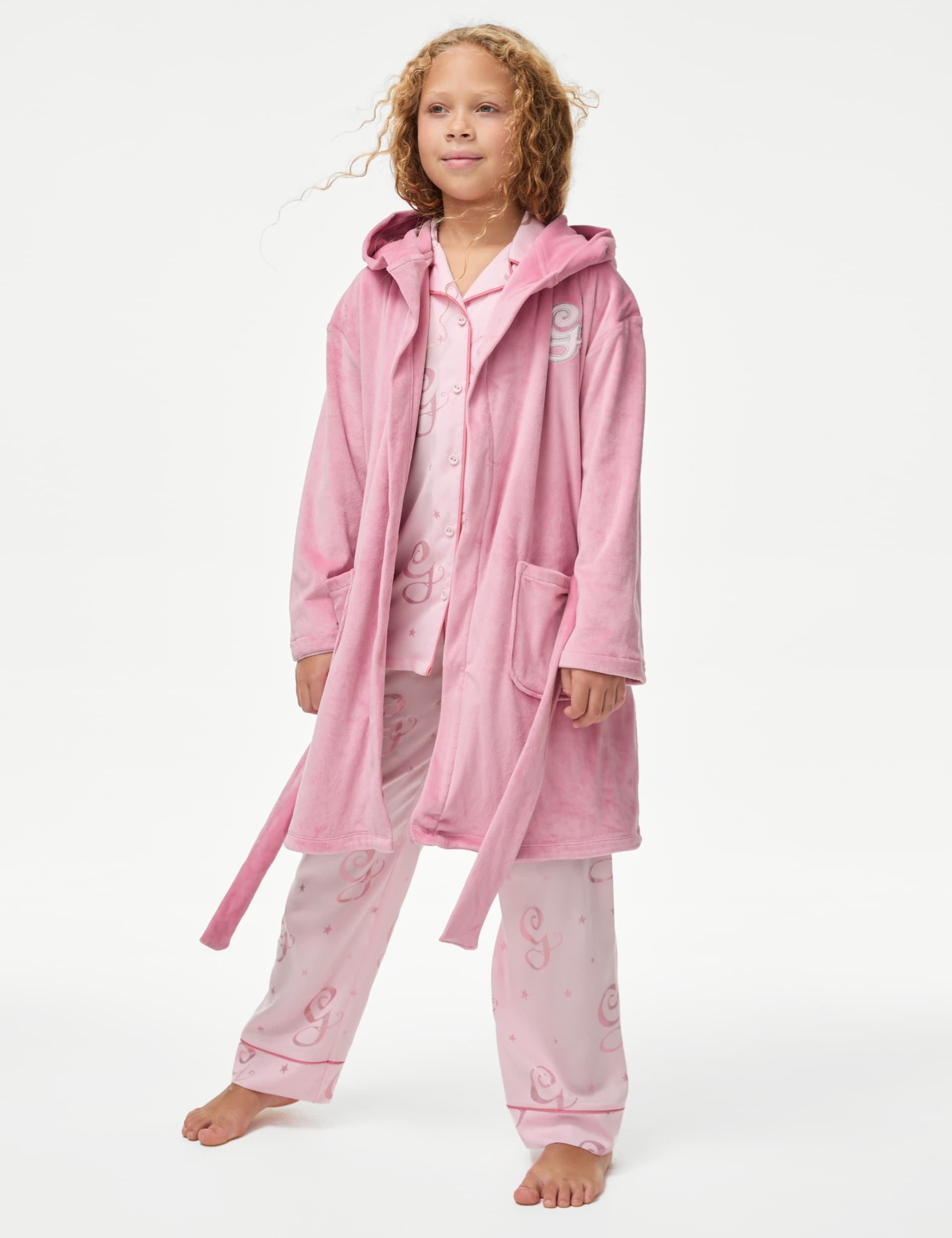 M&S Girls Wicked Glinda Velour Dressing Gown (6-16 Yrs) - 9-10Y - Pink, Pink