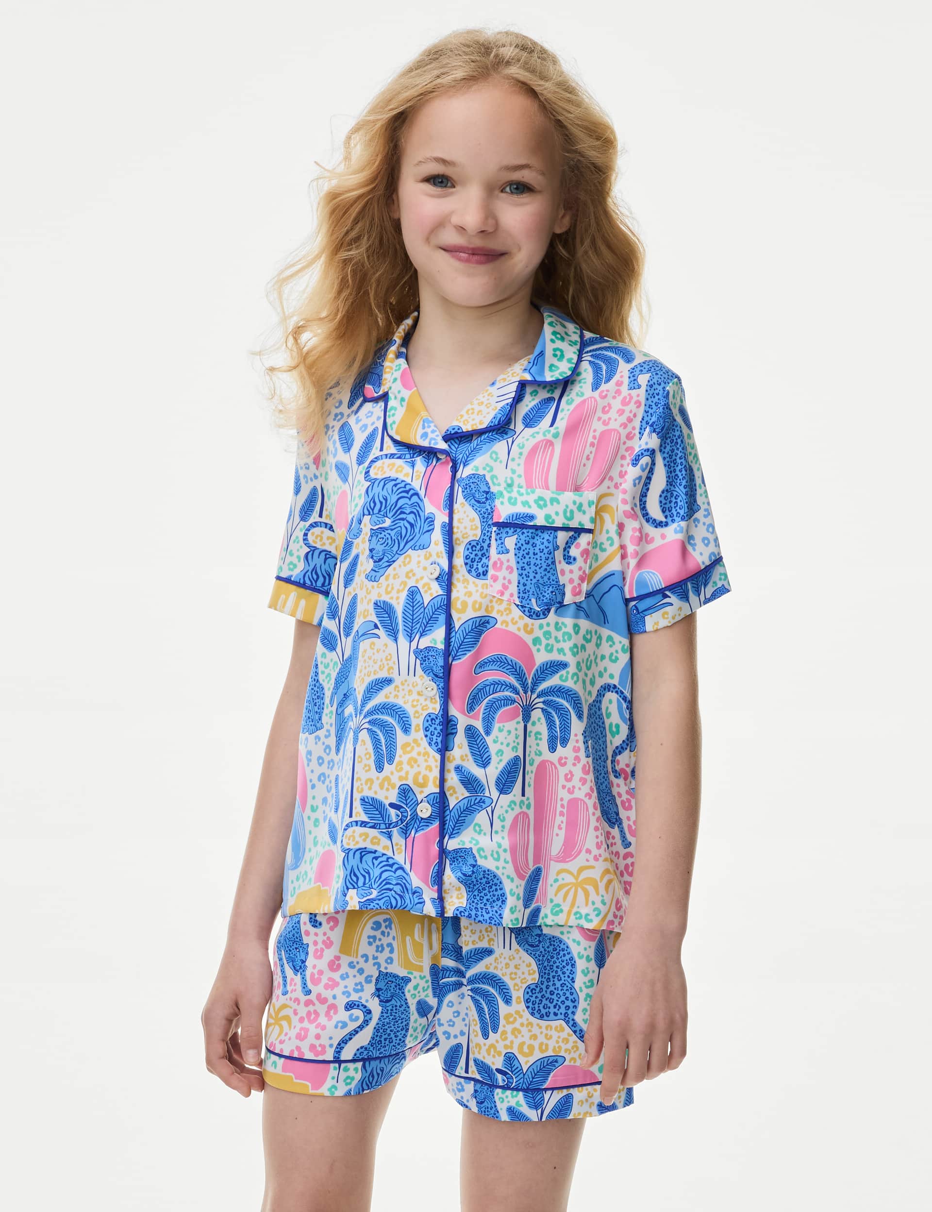 M&S Girls Satin Leopard Print Pyjamas (6-16 Yrs)