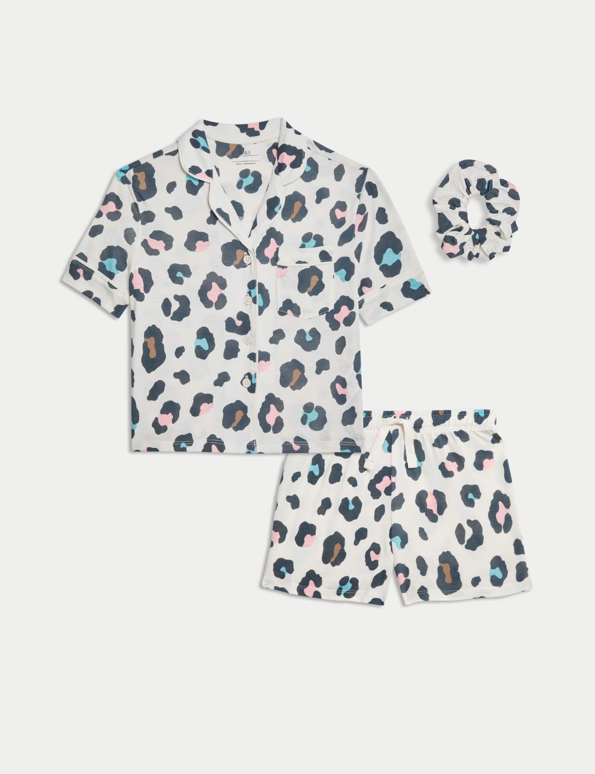 M&S Girls Modal Blend Leopard Pyjamas with Scrunchie (3-16 Yrs)