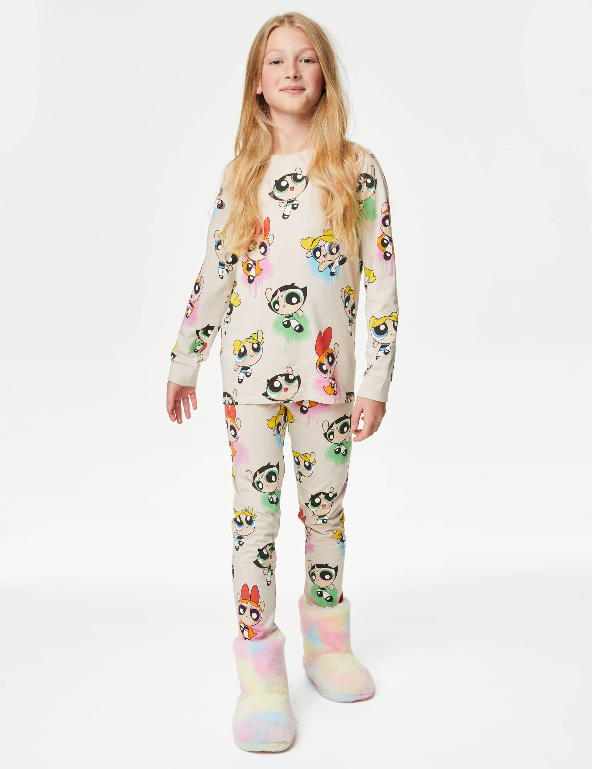 M&S Girls Powerpuff Girls Pyjamas (6-16 Yrs) - 15-16 - Cream, Cream