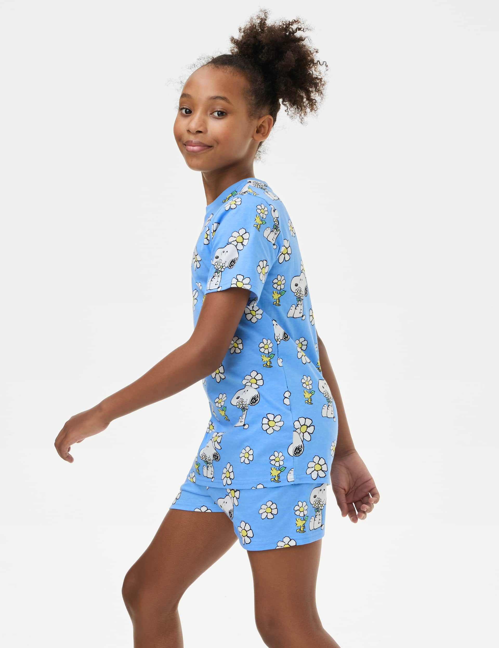 M&S Girls Pure Cotton Snoopy Pyjamas (6-16 Yrs) - 12-13 - Medium Blue Mix, Medium Blue Mix