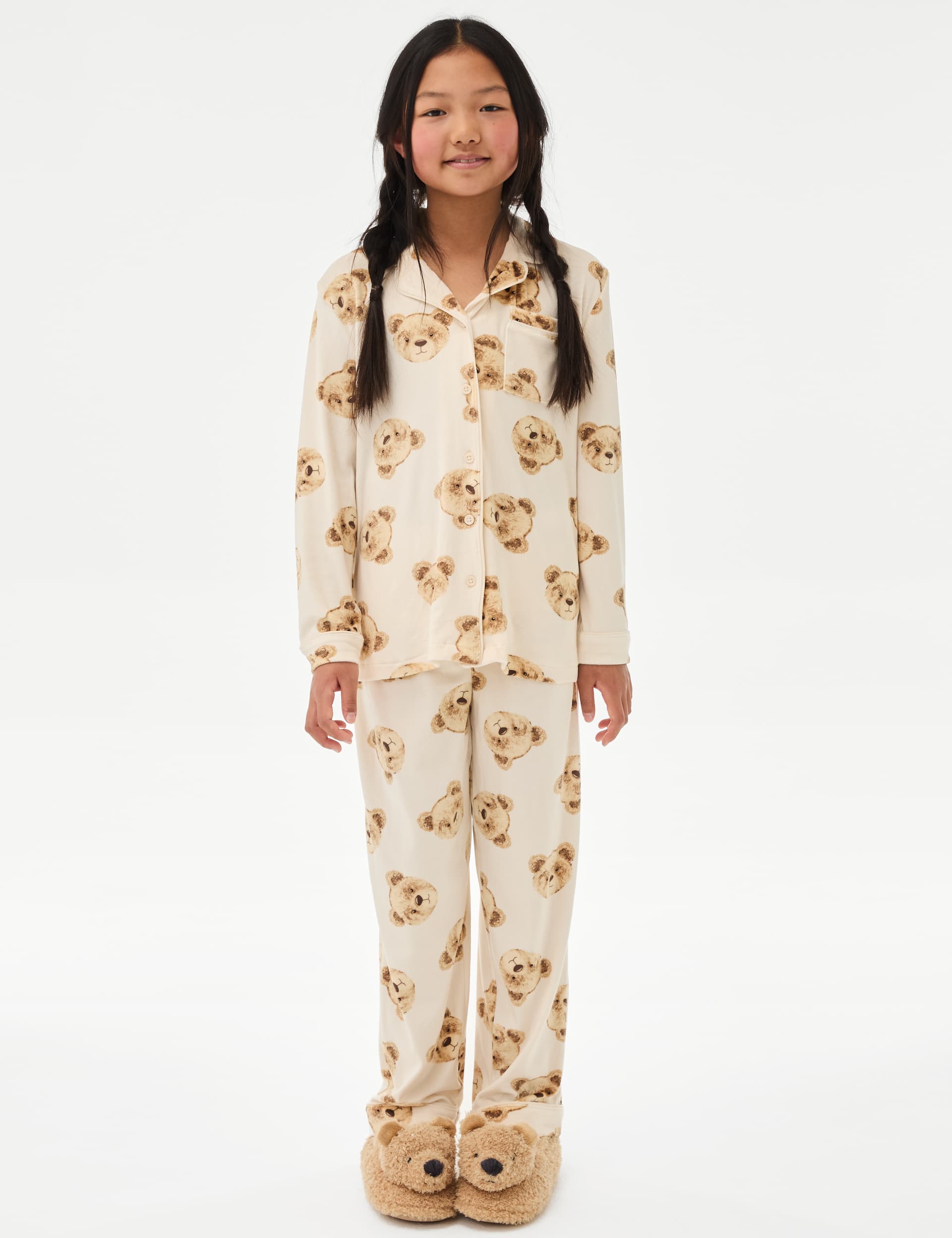 Velour Spencer Bear Pyjamas (1-16 Yrs) - 13-14 - Cream, Cream