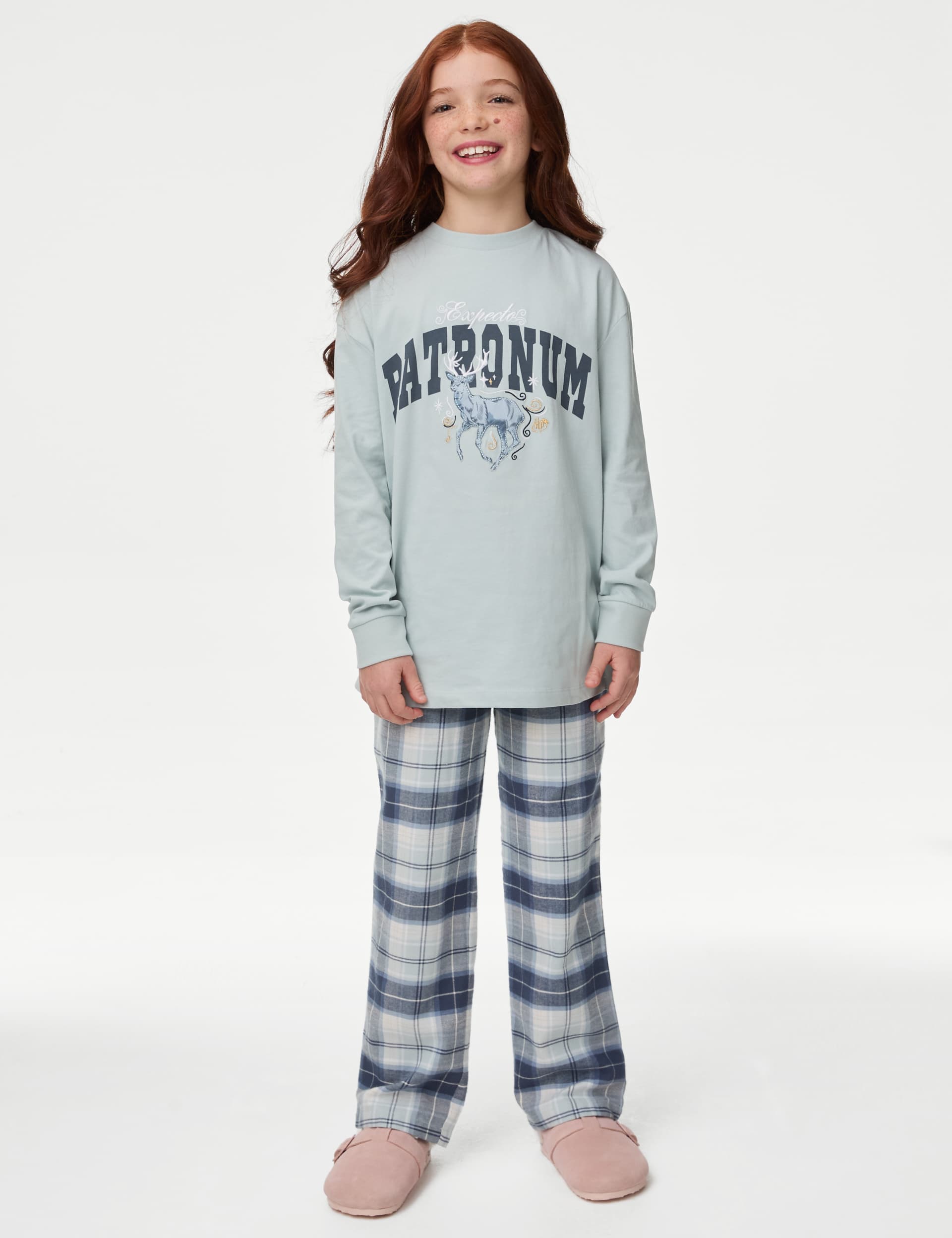 M&S Collection Girls Cotton Rich Harry Potter Pyjamas (6-14 Yrs) - 8-9 Y - Light Turquoise, Light T