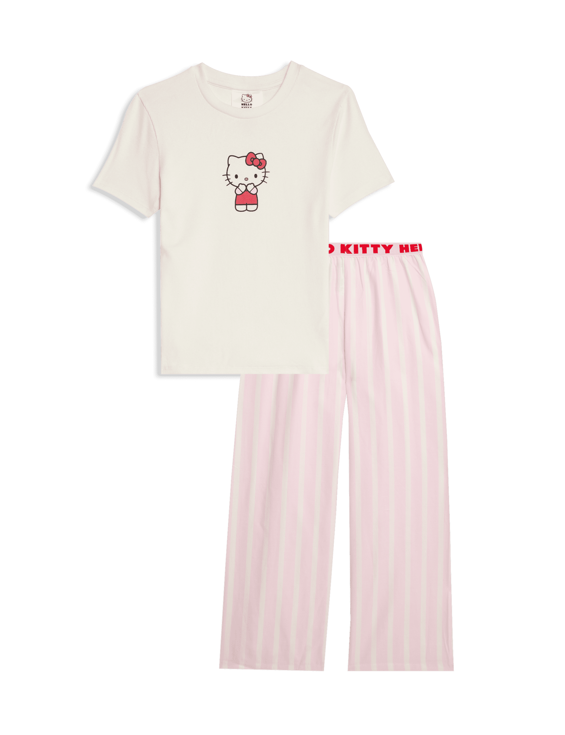 M&S Collection Girls Cotton Rich Hello Kitty Pyjamas (3-16 Yrs) - 3-4 Y - Pink Mix, Pink Mix