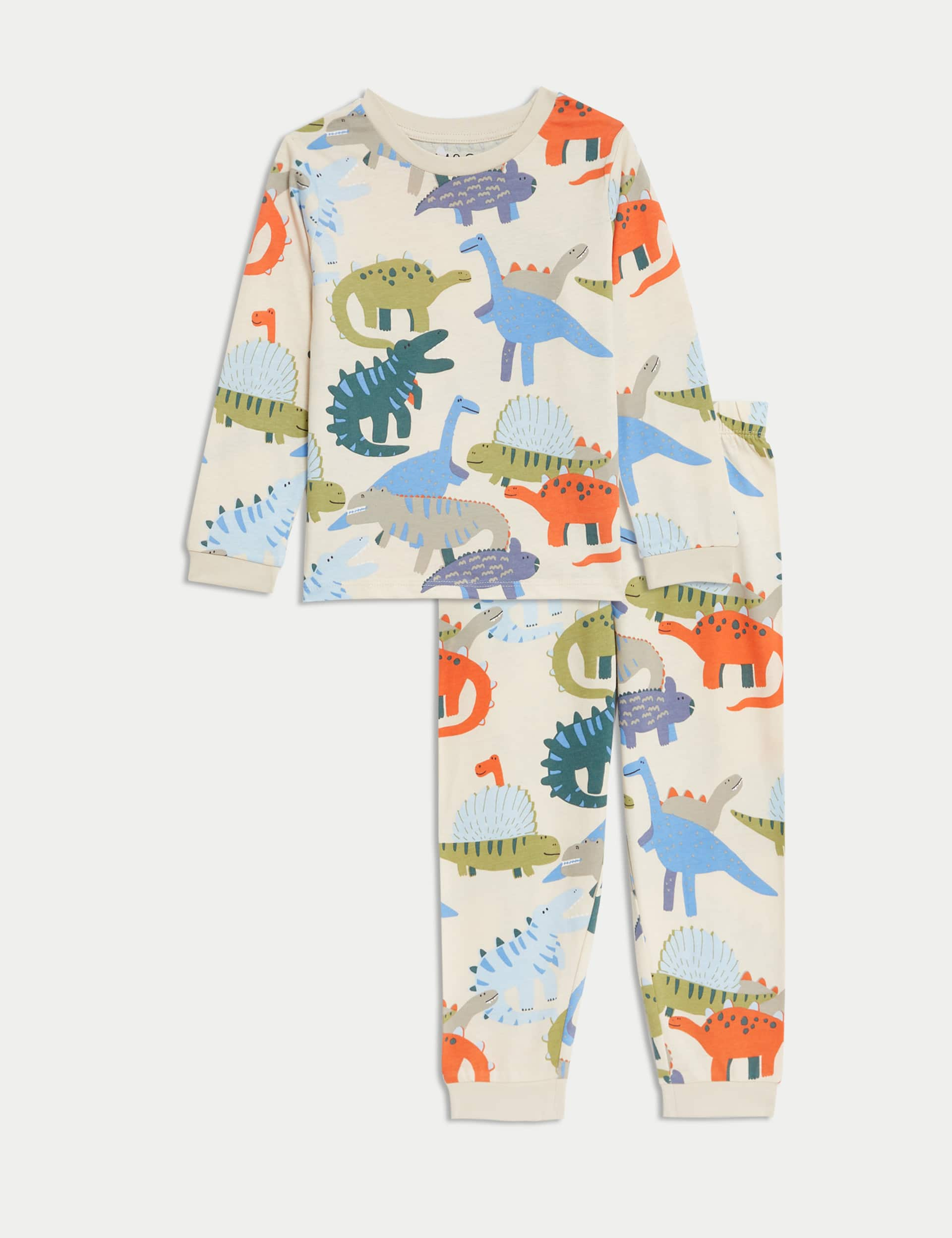 M&S Girls Pure Cotton Dinosaur Pyjamas (1-8 Yrs) - 4-5 Y - Calico, Calico