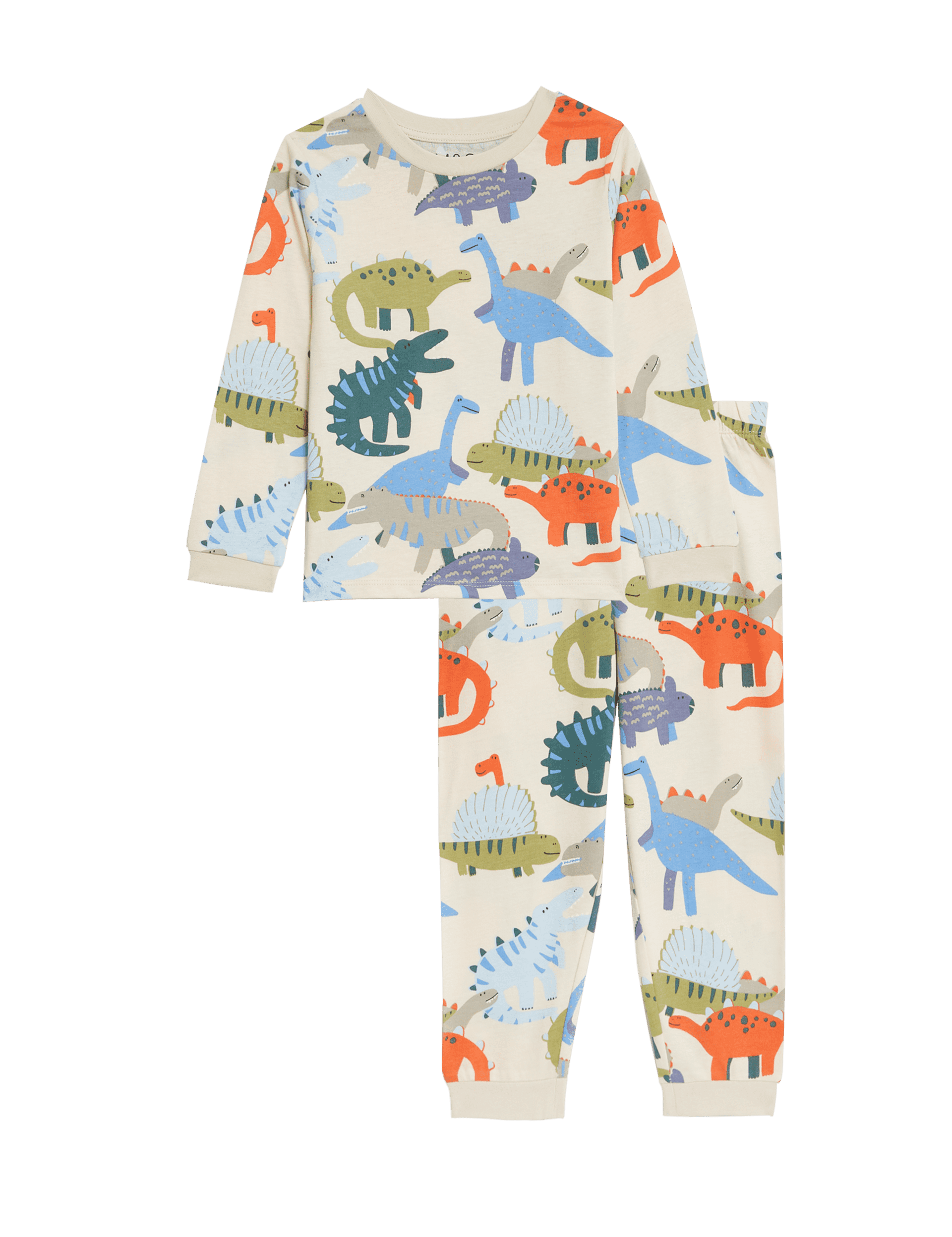 M&S Collection Girls Pure Cotton Dinosaur Pyjamas (1-8 Yrs) - 6-7 Y - Calico, Calico