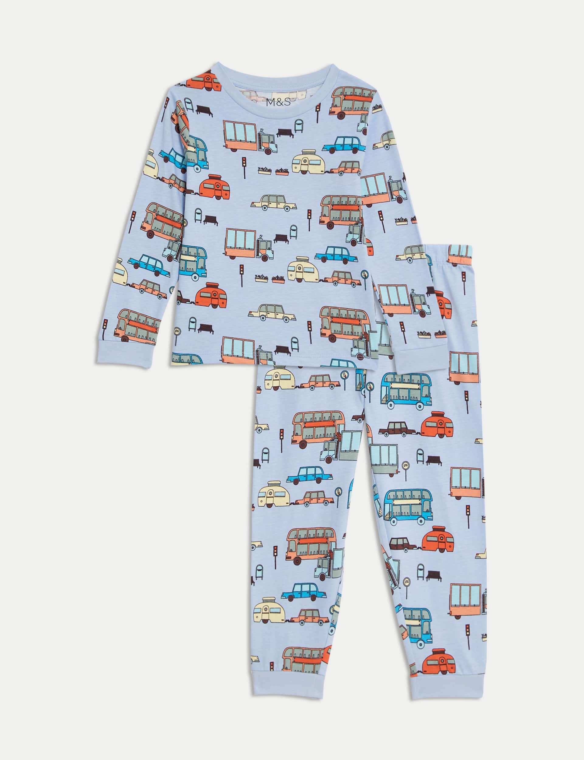 M&S Boys Pure Cotton Transport Pyjamas (1-8 Yrs)