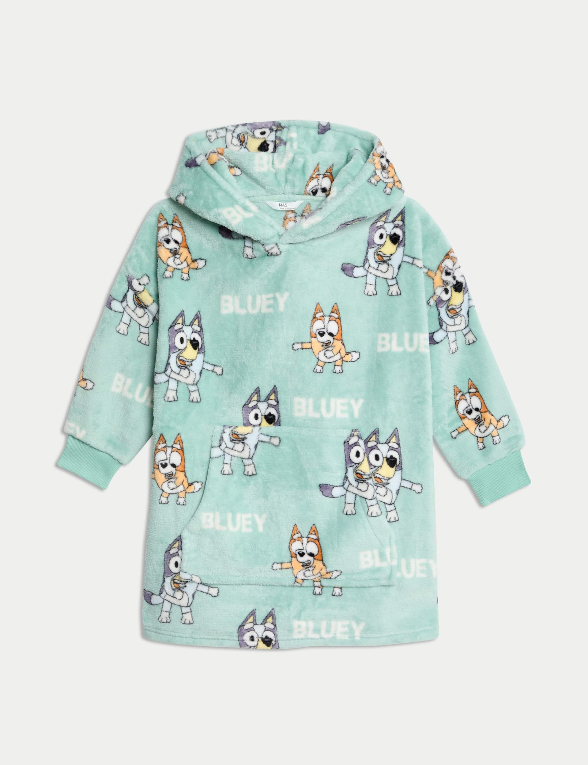 M&S Girls Bluey Fleece Oversized Hoodie (3-8 Yrs) - 5-6 Y - Multi, Multi