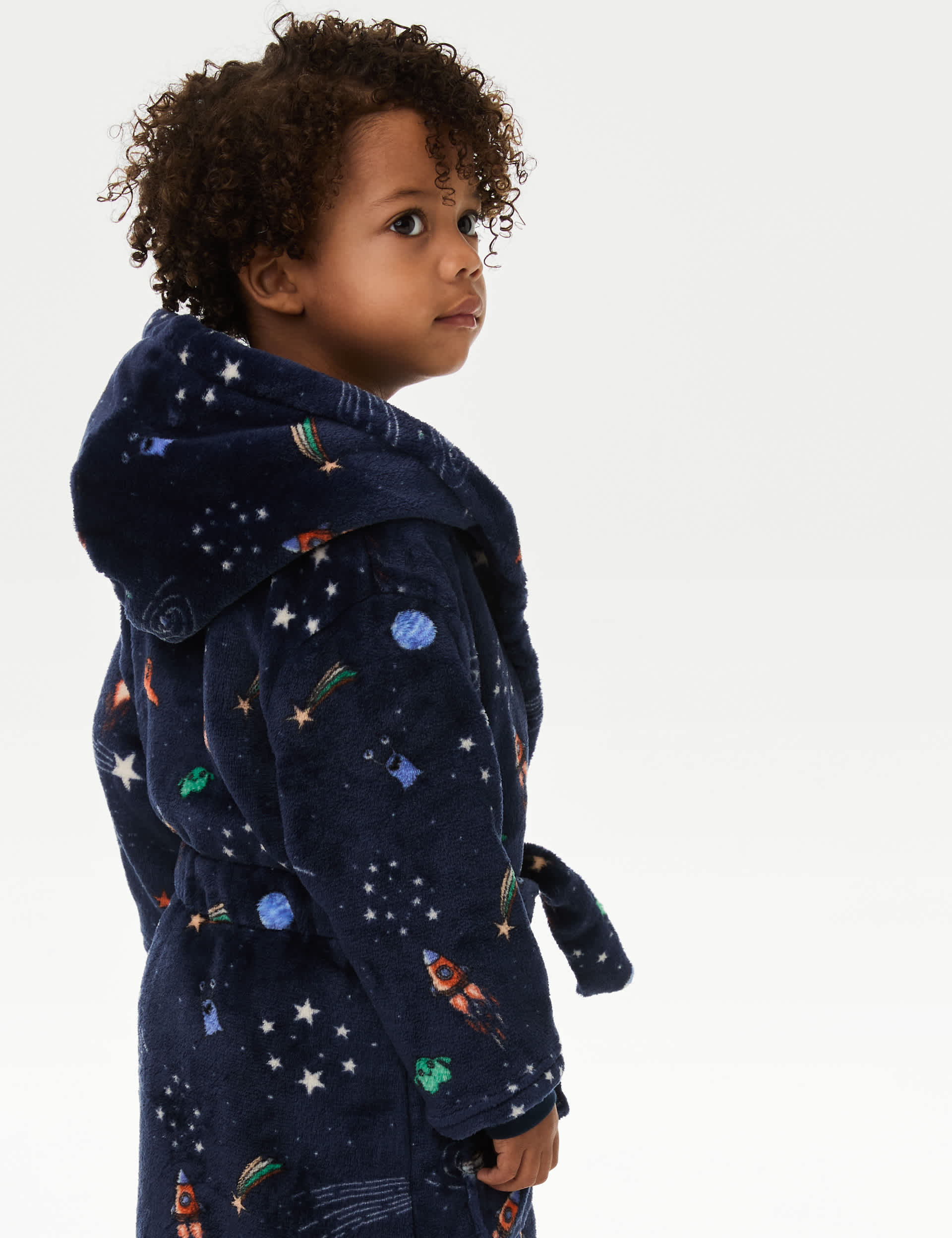 M&S Collection Boys Space Dressing Gown (1-8 Yrs) - 1-1+Y - Navy, Navy