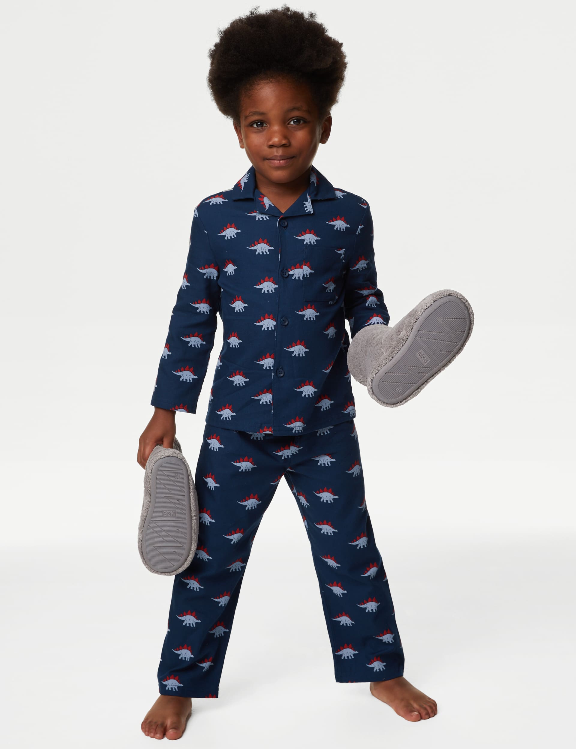 M&S Boys Pure Cotton Dinosaur Pyjamas (1-8 Yrs) - 2-3 Y - Navy, Navy