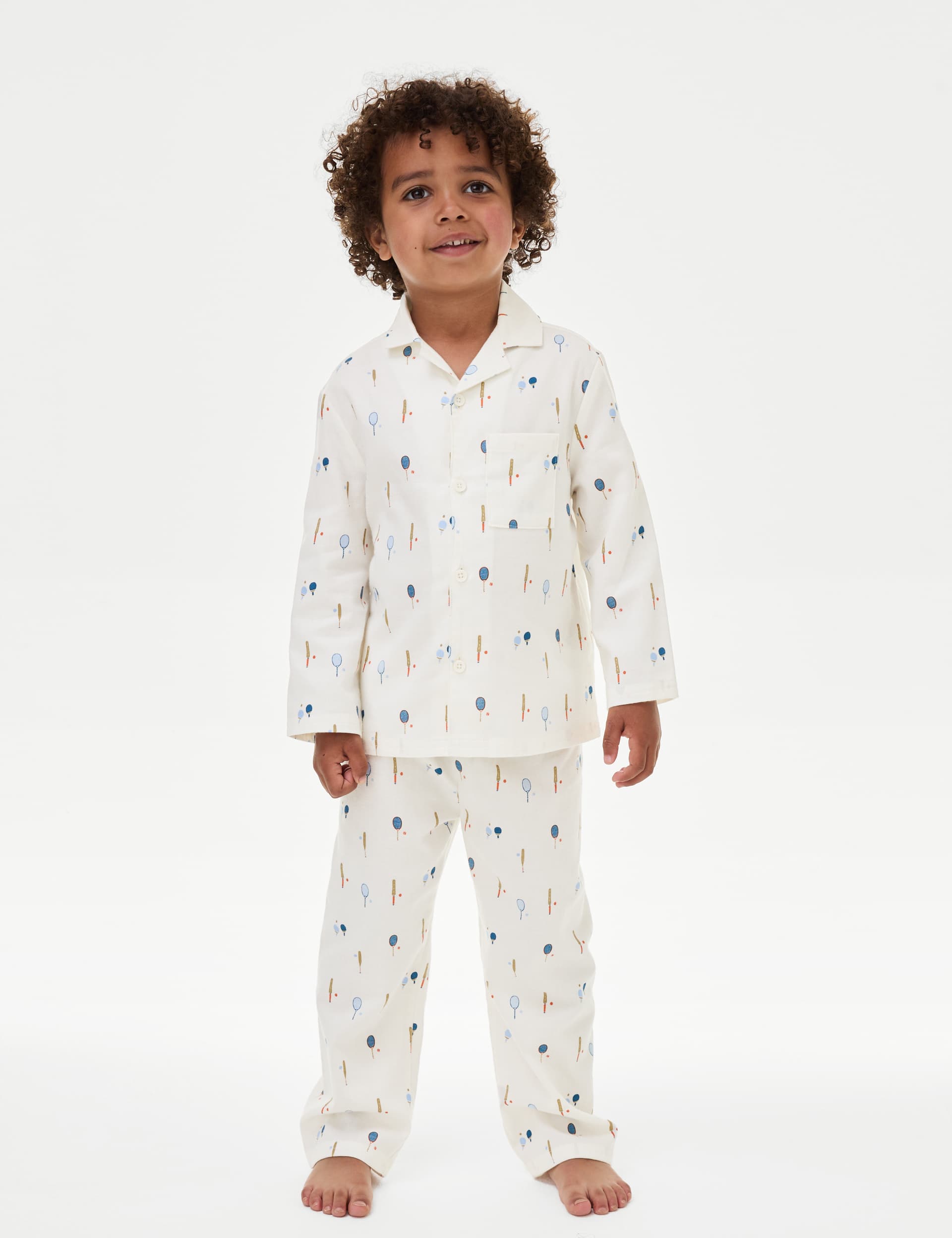 M&S Boys Pure Cotton Bat & Ball Pyjamas (1-8 Yrs) - 5-6 Y - Ivory, Ivory