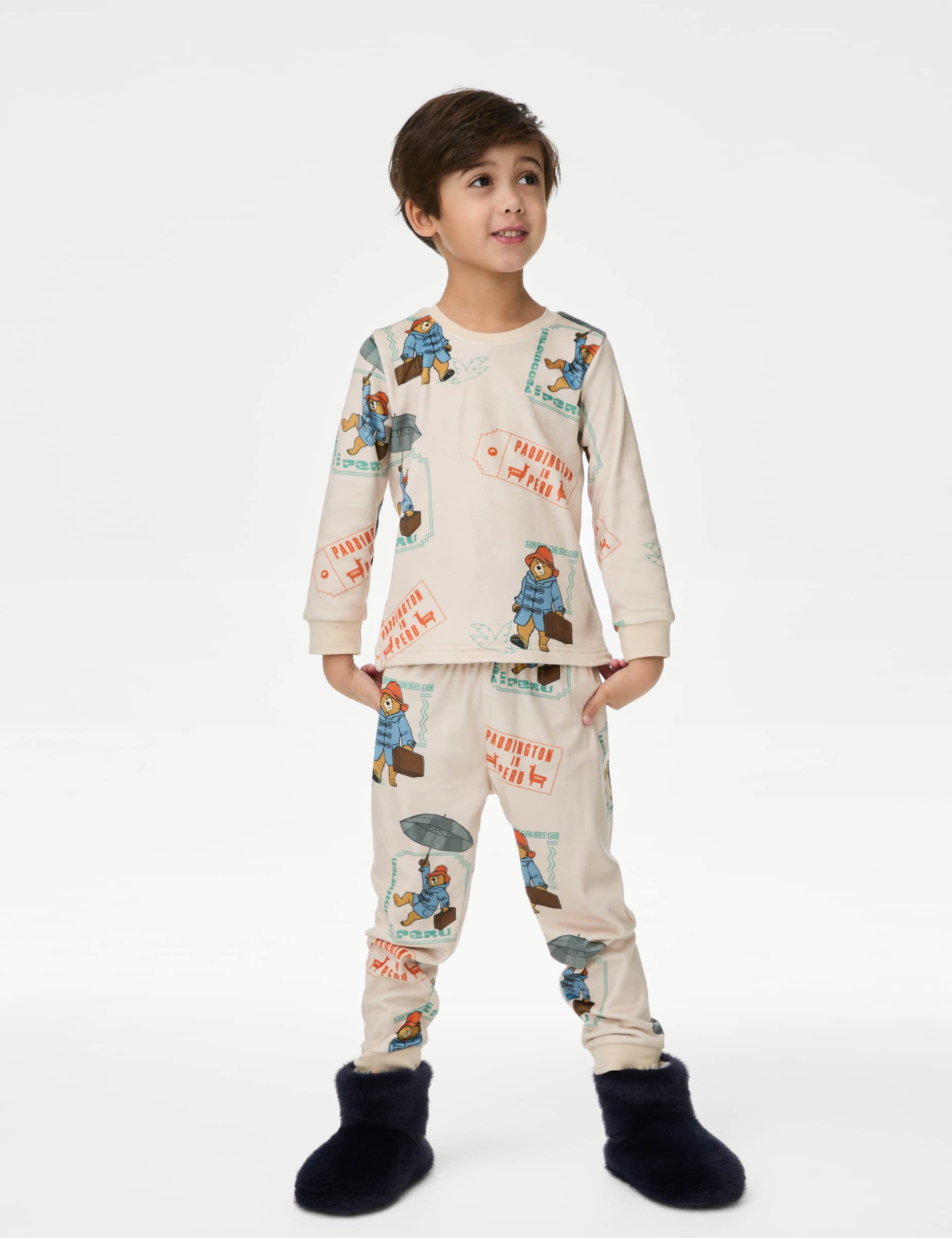 M&S Collection Boys Paddington Velour Pyjamas (1-7 Yrs) - 2-3 Y - Calico, Calico