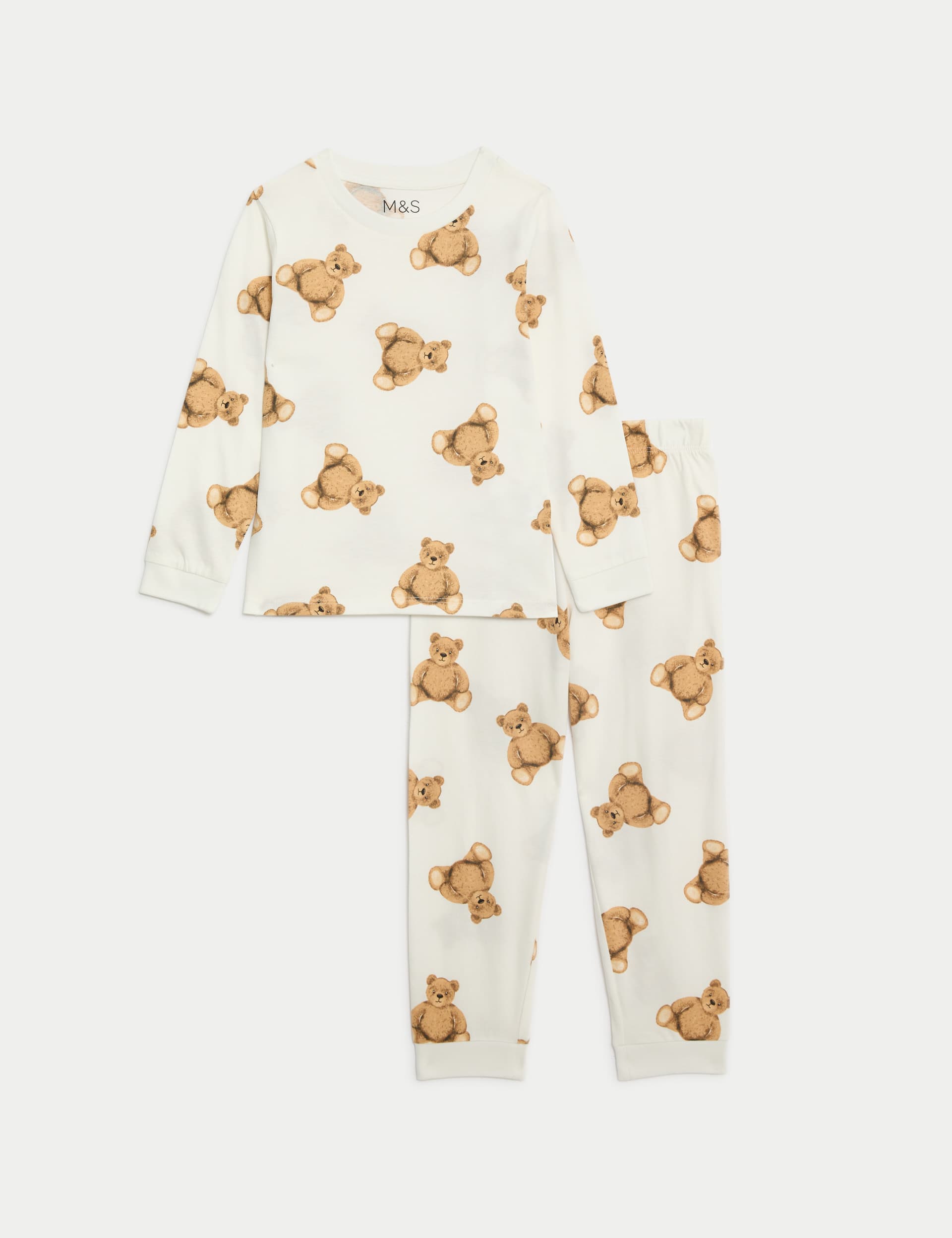 Pure Cotton Spencer Bear Pyjamas (12 Mths-16 Yrs) - 7-8 Y - Ivory Mix, Ivory Mix