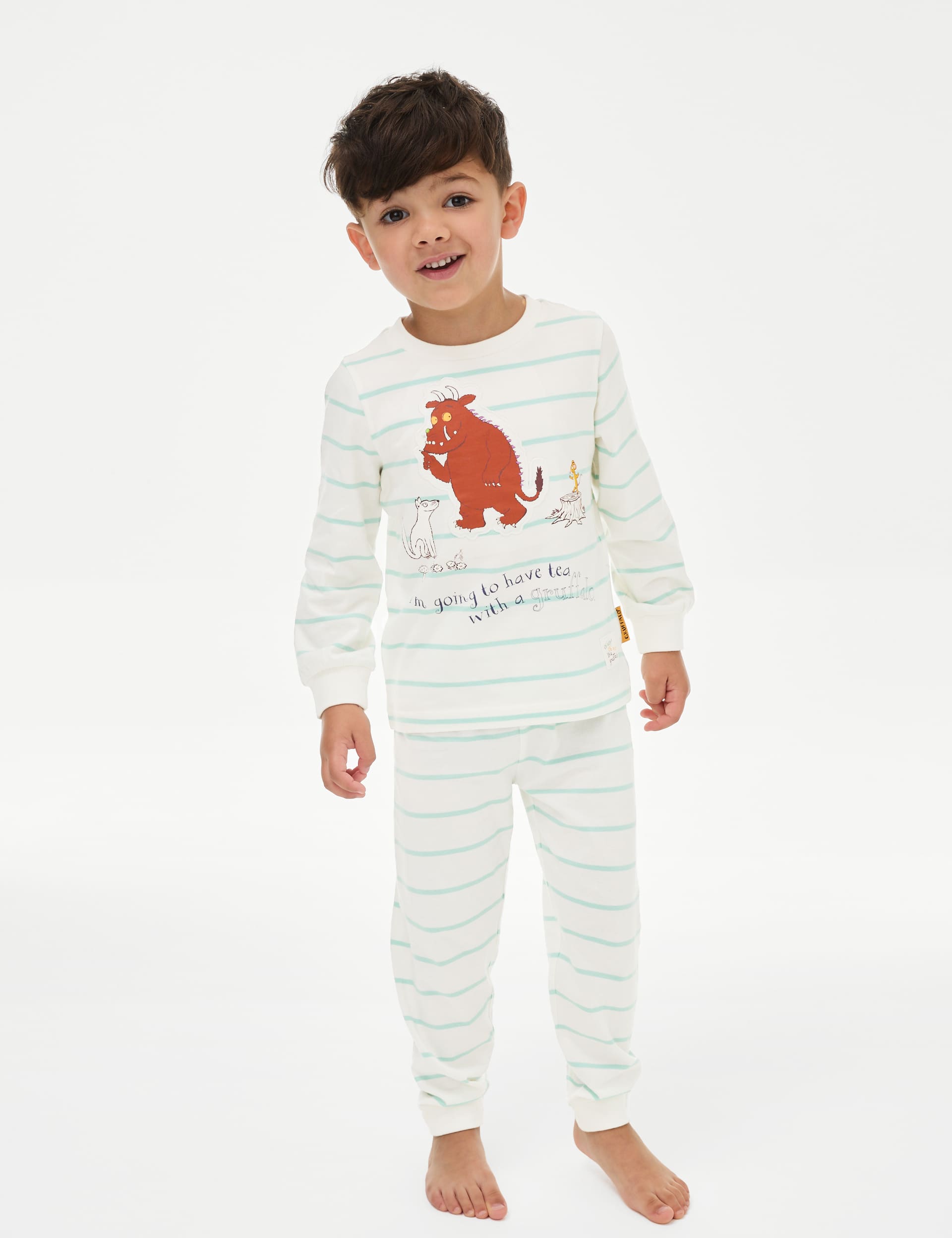 M&S Boys Pure Cotton Gruffalo Pyjamas (1-8 Yrs) - 7-8 Y - Multi/Neutral, Multi/Neutral