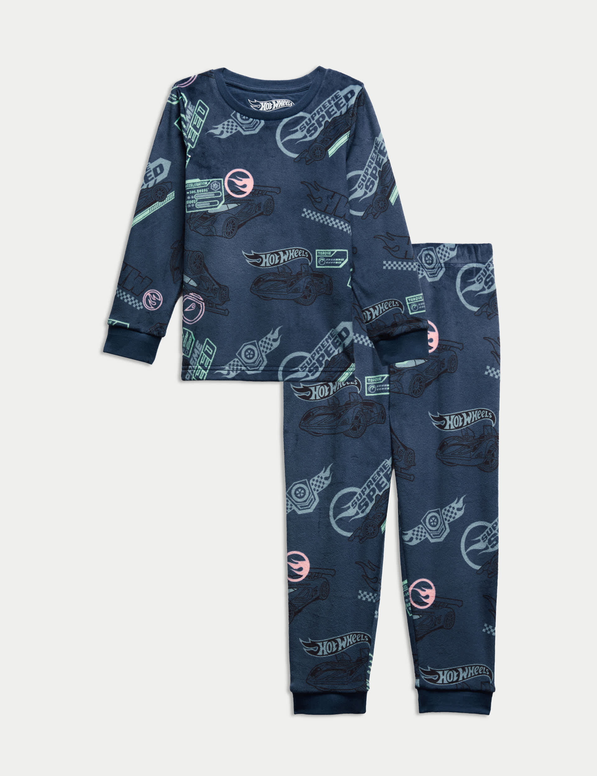 M&S Boys Velour Hot Wheels Pyjamas (2-8 Yrs) - 4-5 Y - Multi, Multi