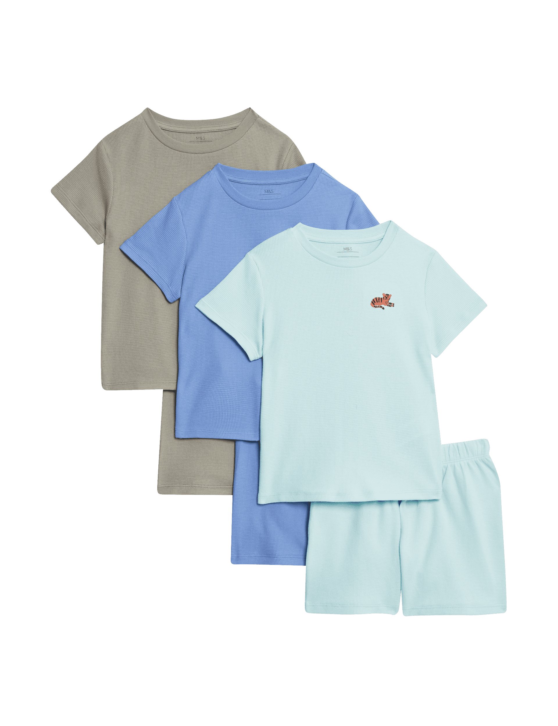 M&S Collection Boys 3pk Pure Cotton Pyjama Sets (1-8 Yrs) - 3-4 Y - Multi, Multi