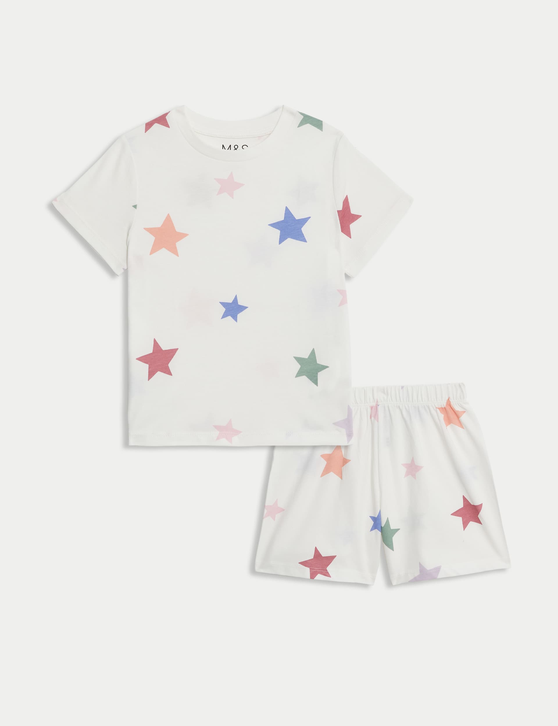 M&S Girls Pure Cotton Star Pyjamas (1-8 Yrs) - 3-4 Y - Purple, Purple