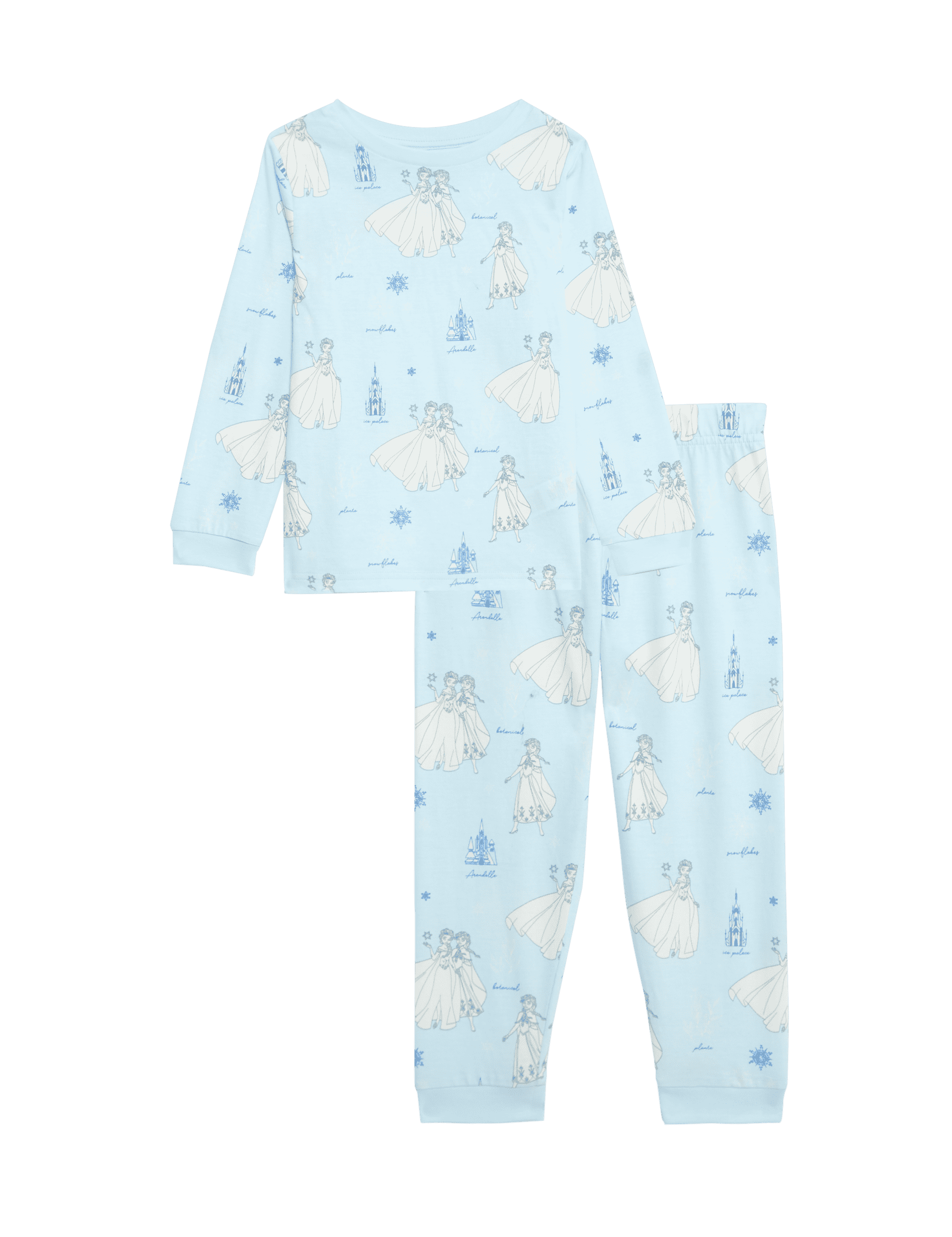 M&S Collection Girls Pure Cotton Frozen Pyjamas (2-8 Yrs) - 4-5 Y - Light Blue, Light Blue