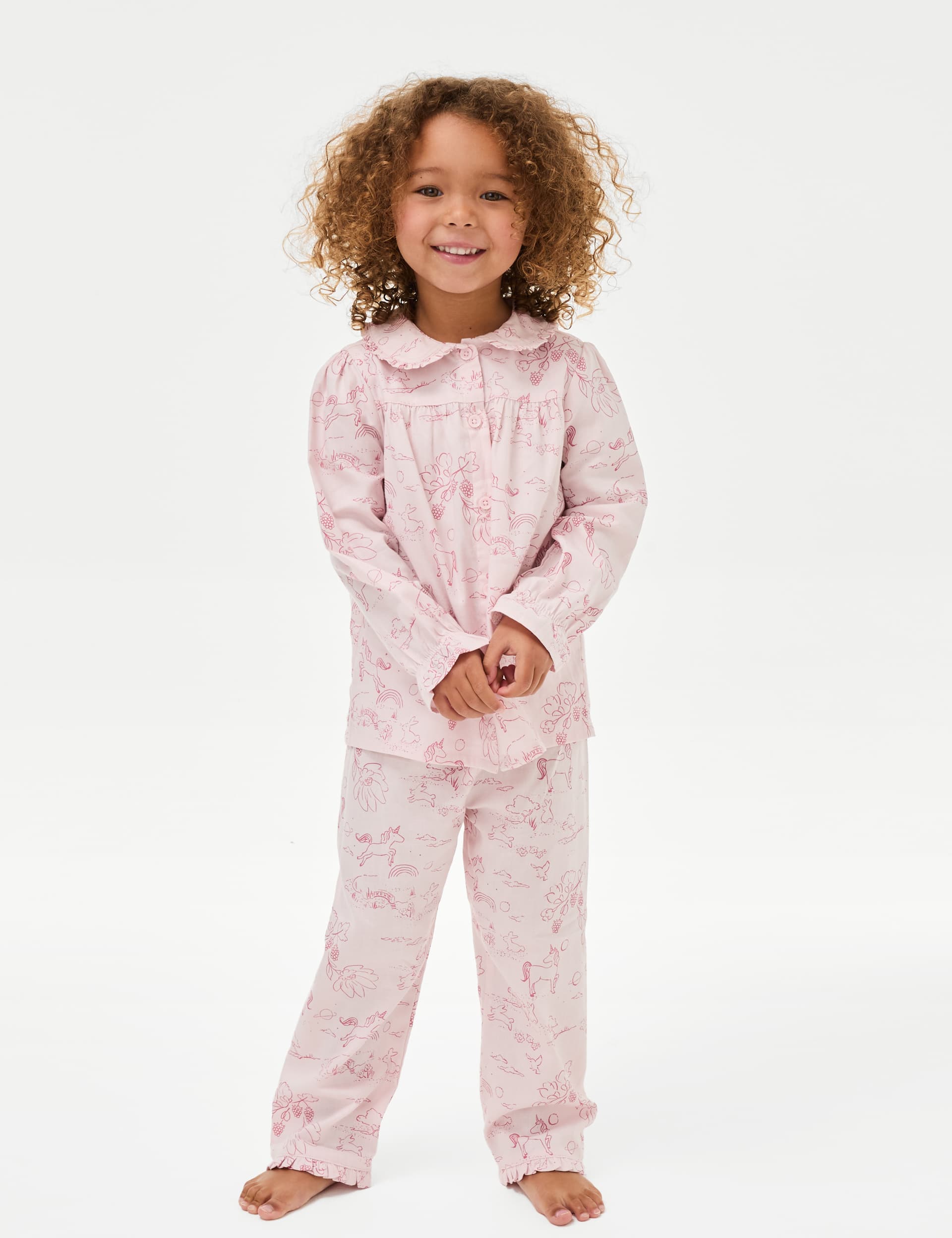 M&S Girls Pure Cotton Unicorn Pyjamas (1-8 Yrs) - 2-3 Y - Light Pink Mix, Light Pink Mix