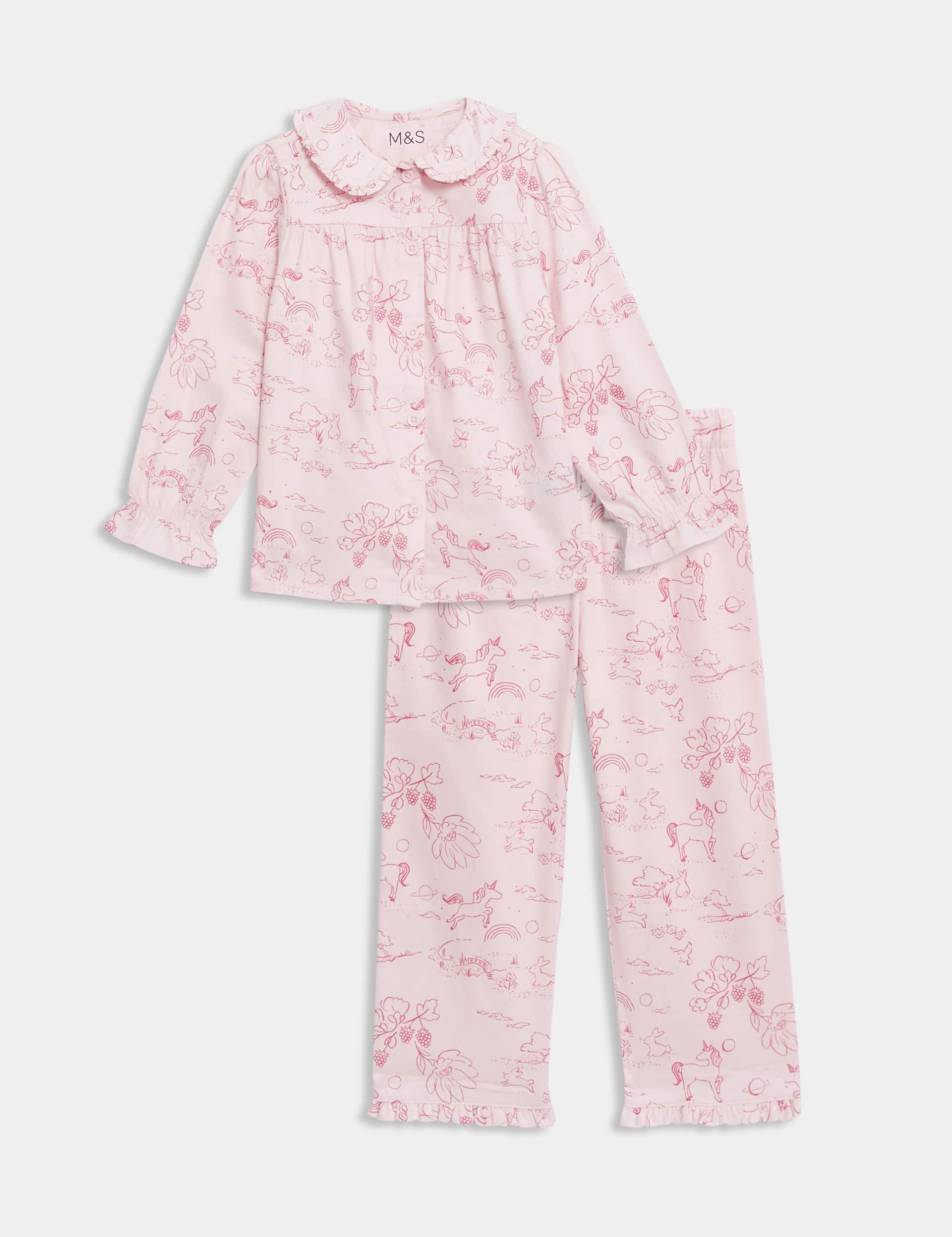 M&S Girls Pure Cotton Unicorn Pyjamas (1-8 Yrs) - 2-3 Y - Light Pink Mix, Light Pink Mix