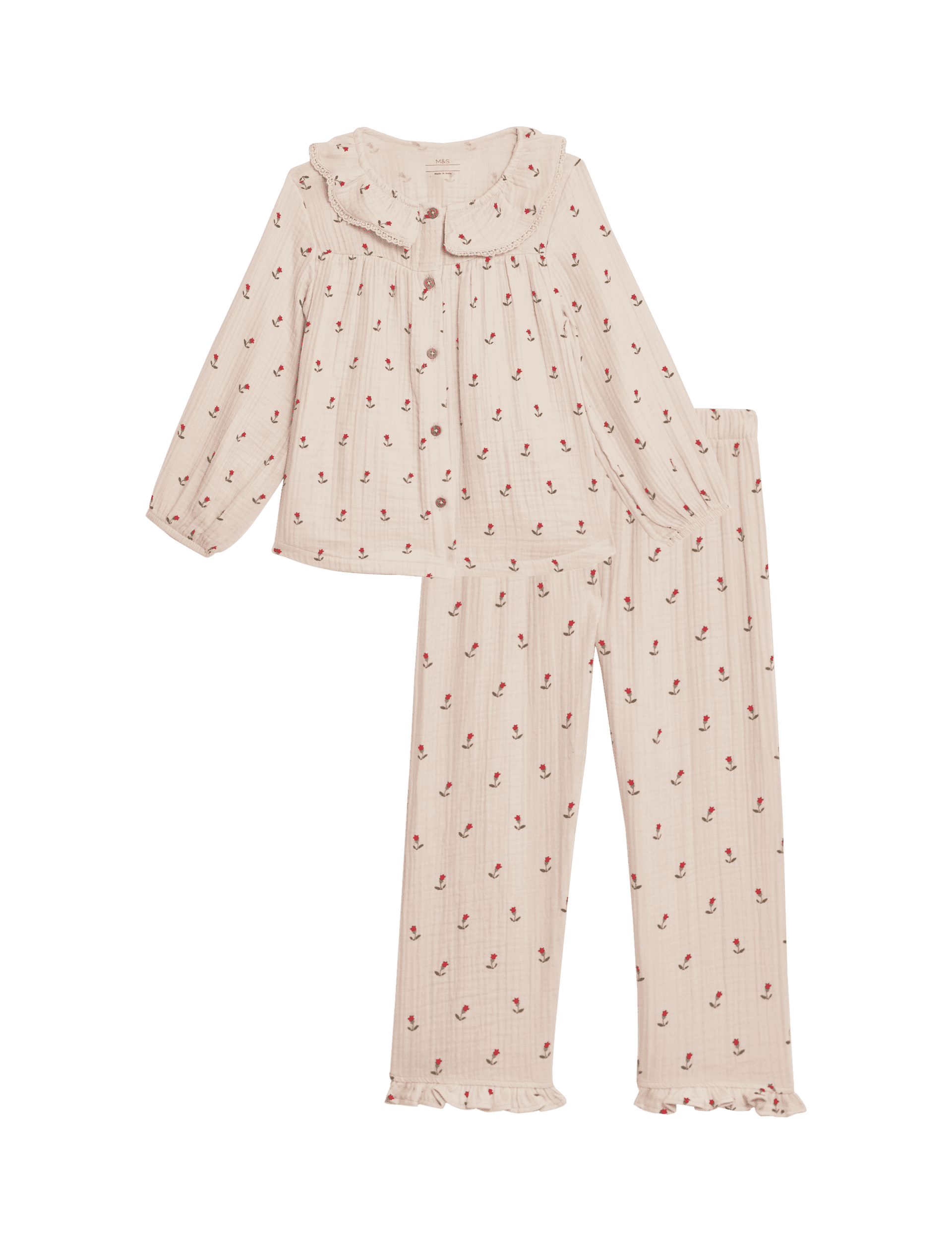 M&S Collection Girls Pure Cotton Ditsy Floral Pyjamas (1-8 Yrs) - 2-3 Y - Calico, Calico